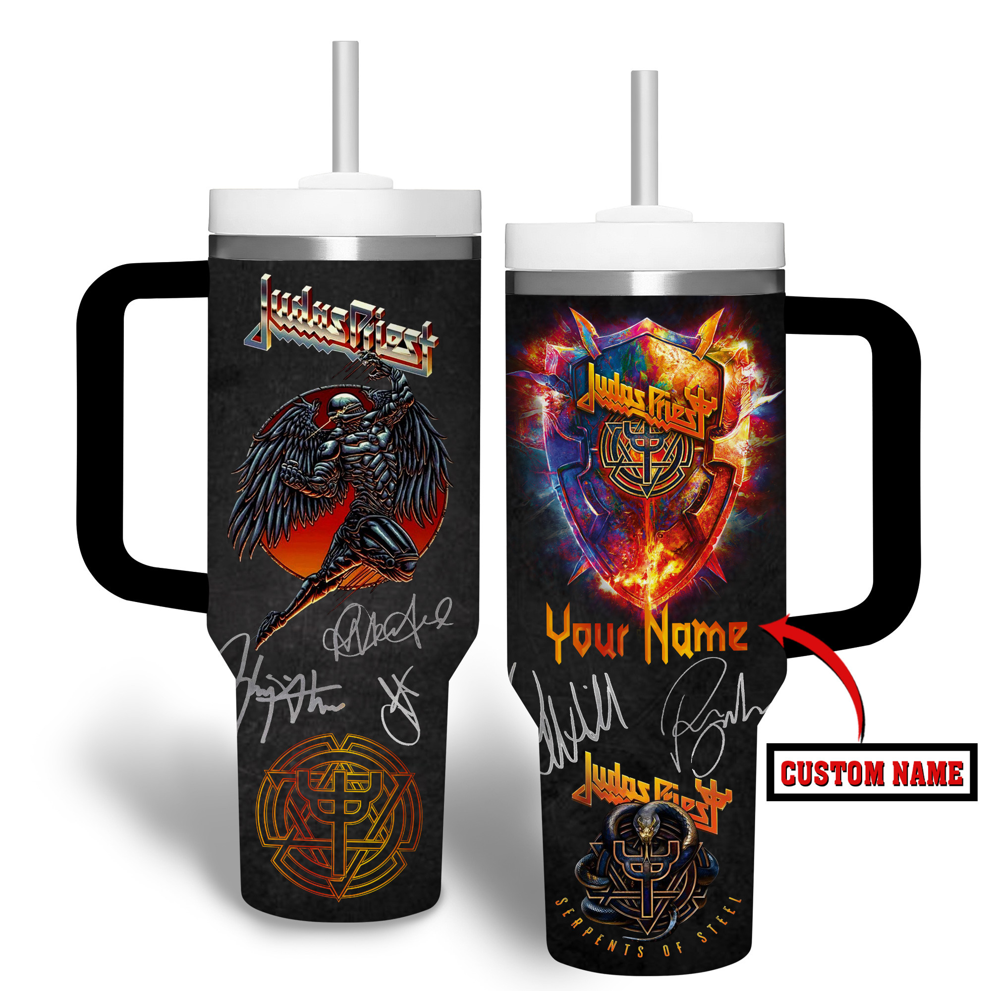 Judas Priest Music Custom Stanley Quencher 40oz Stainless Steel Tumbler With Handle