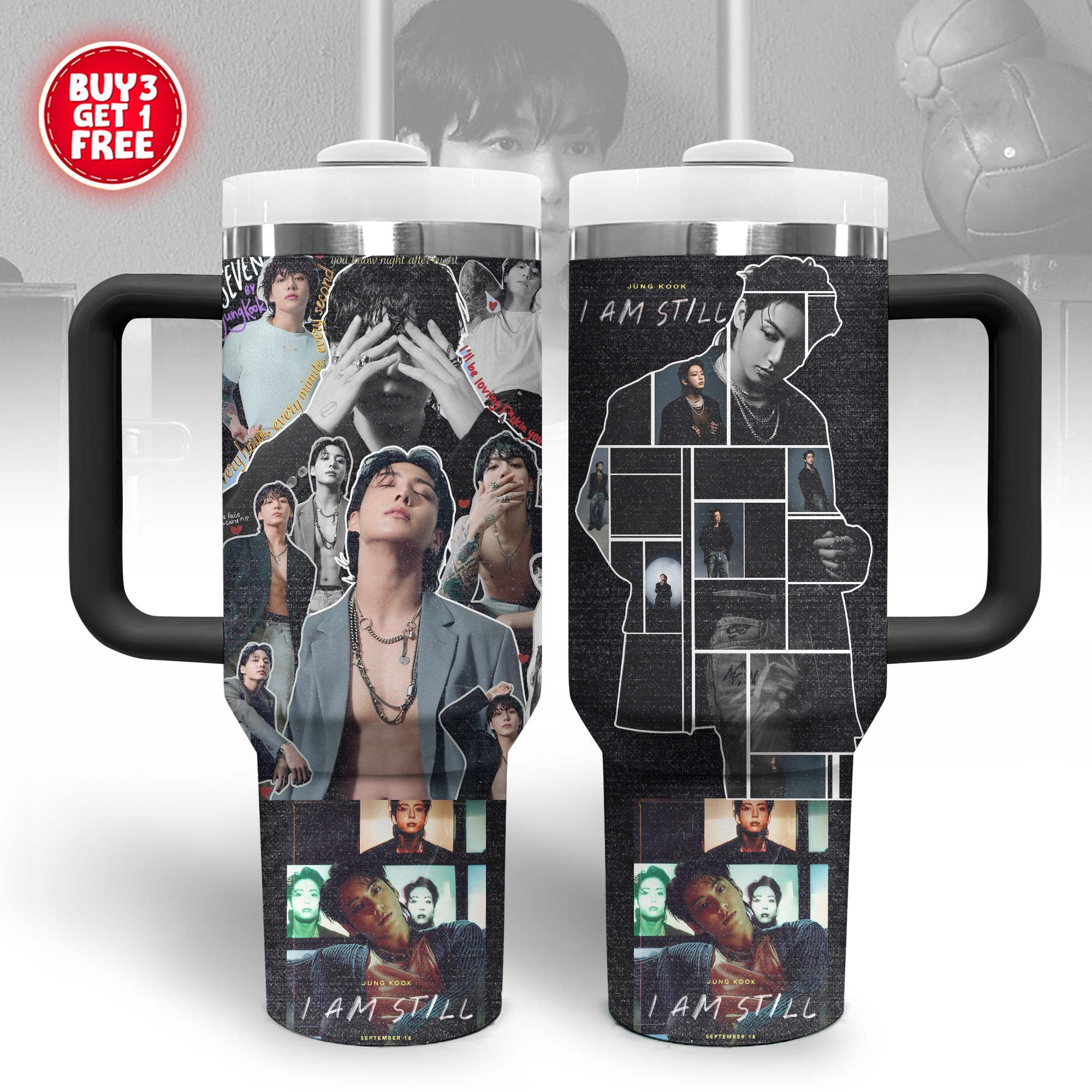 Jungkook BTS Music Custom Stanley Quencher 40oz Stainless Steel Tumbler With Handle