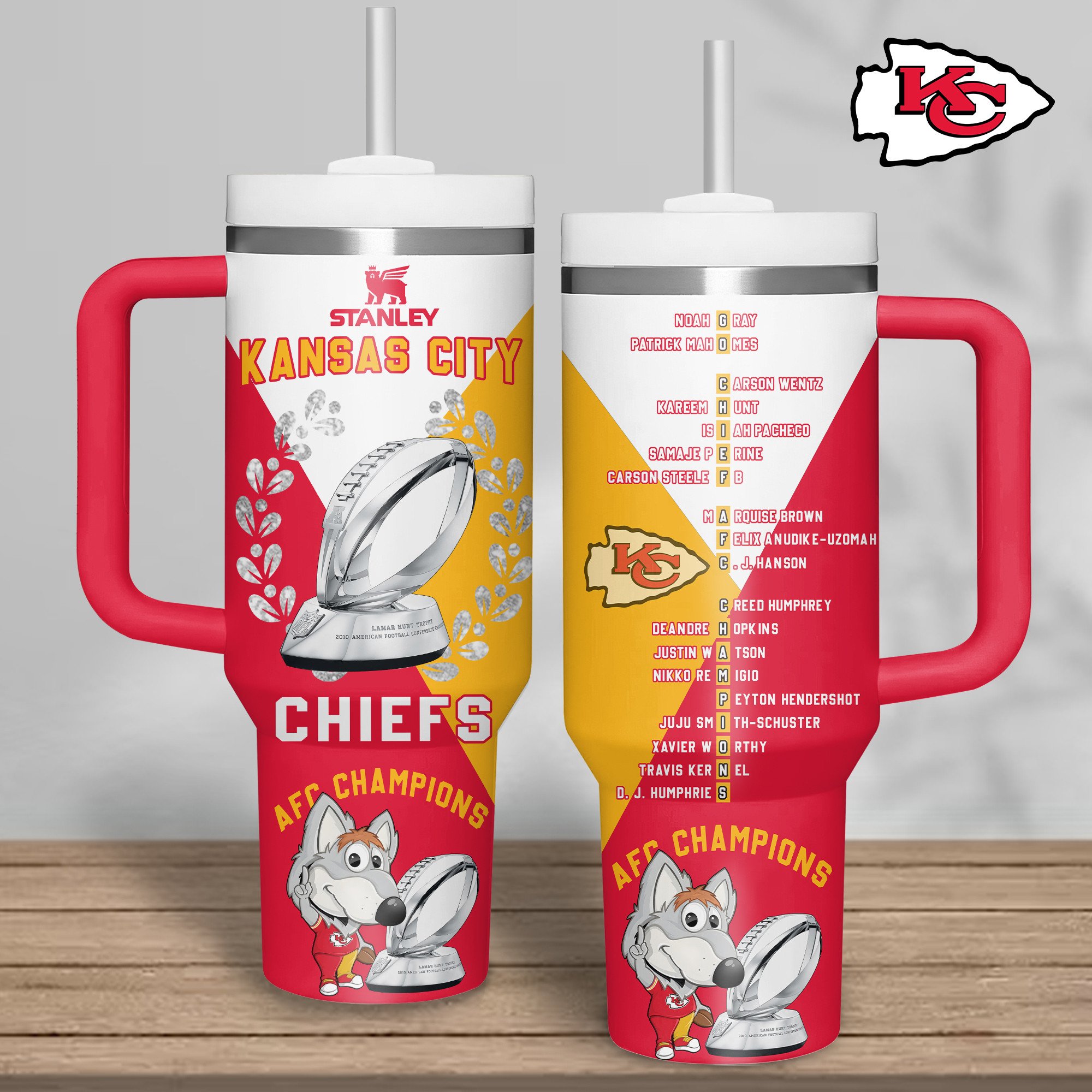 Kansas City Chiefs NFL Sports Custom Stanley Quencher 40oz Stainless Steel Tumbler With Handle
