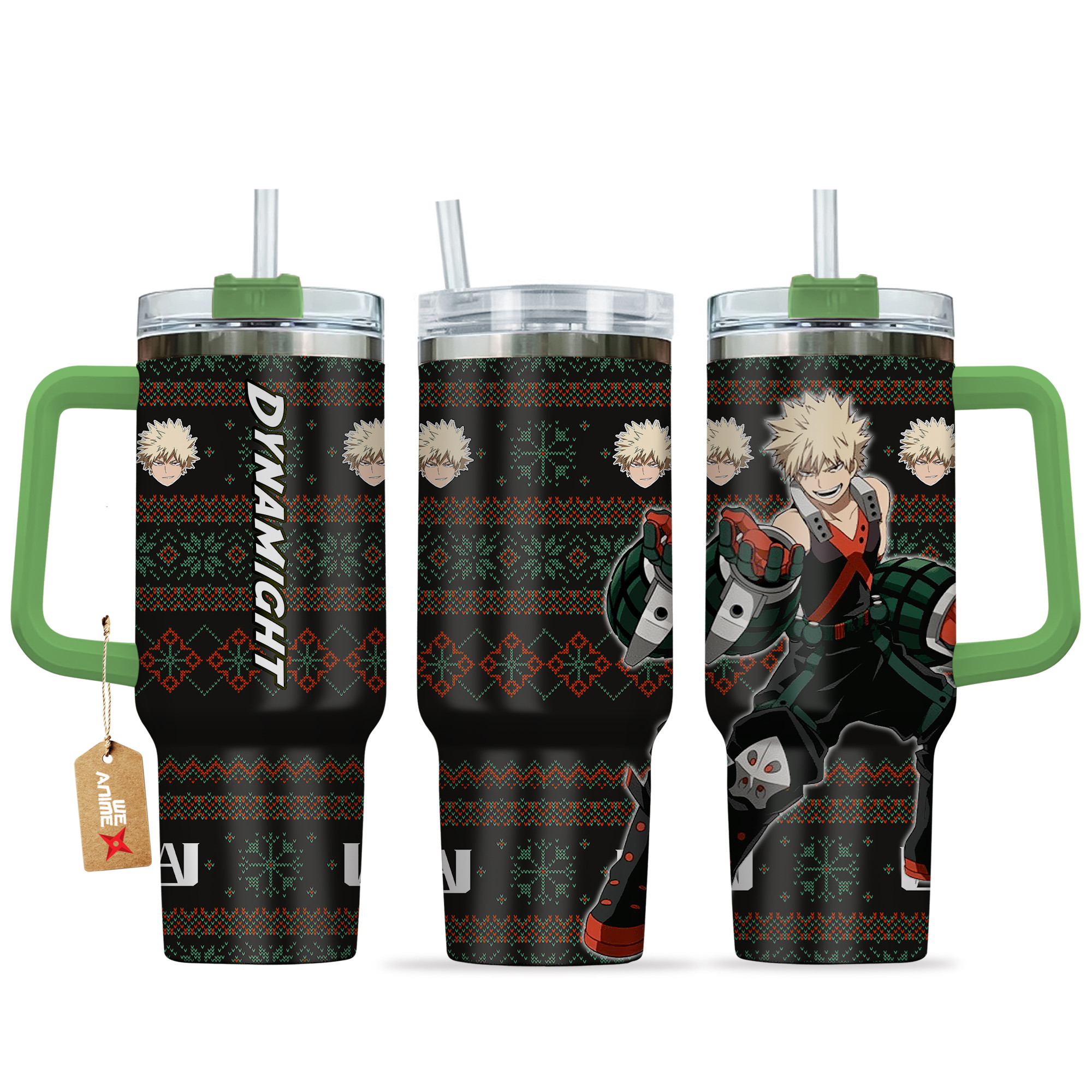 Katsuki Bakugo (Dynamight) My Hero Academia Anime Custom Stanley Quencher 40oz Stainless Steel Tumbler With Handle