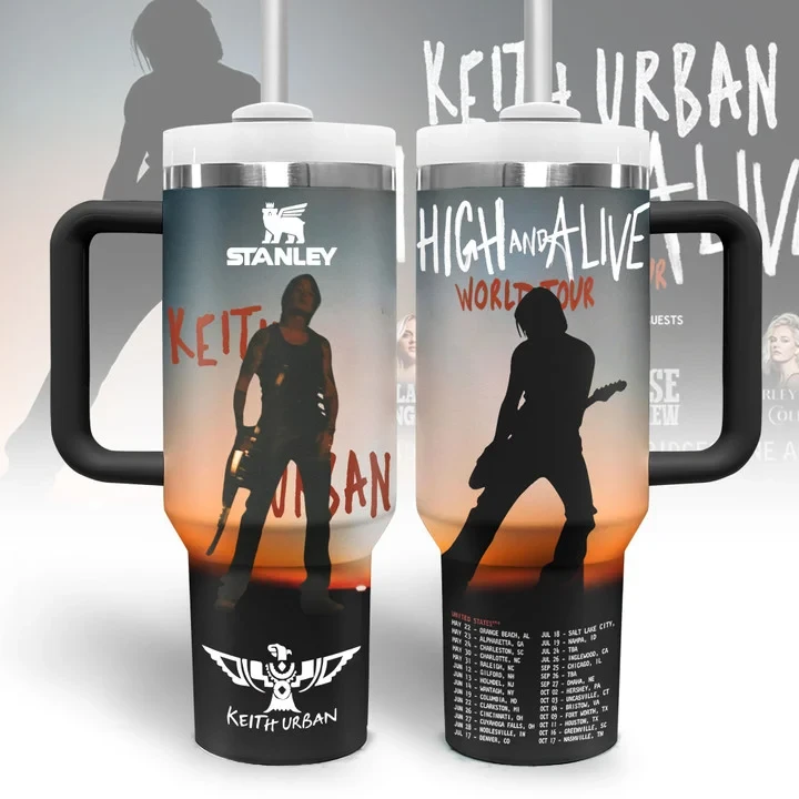 Keith Urban Music Custom Stanley Quencher 40oz Stainless Steel Tumbler With Handle