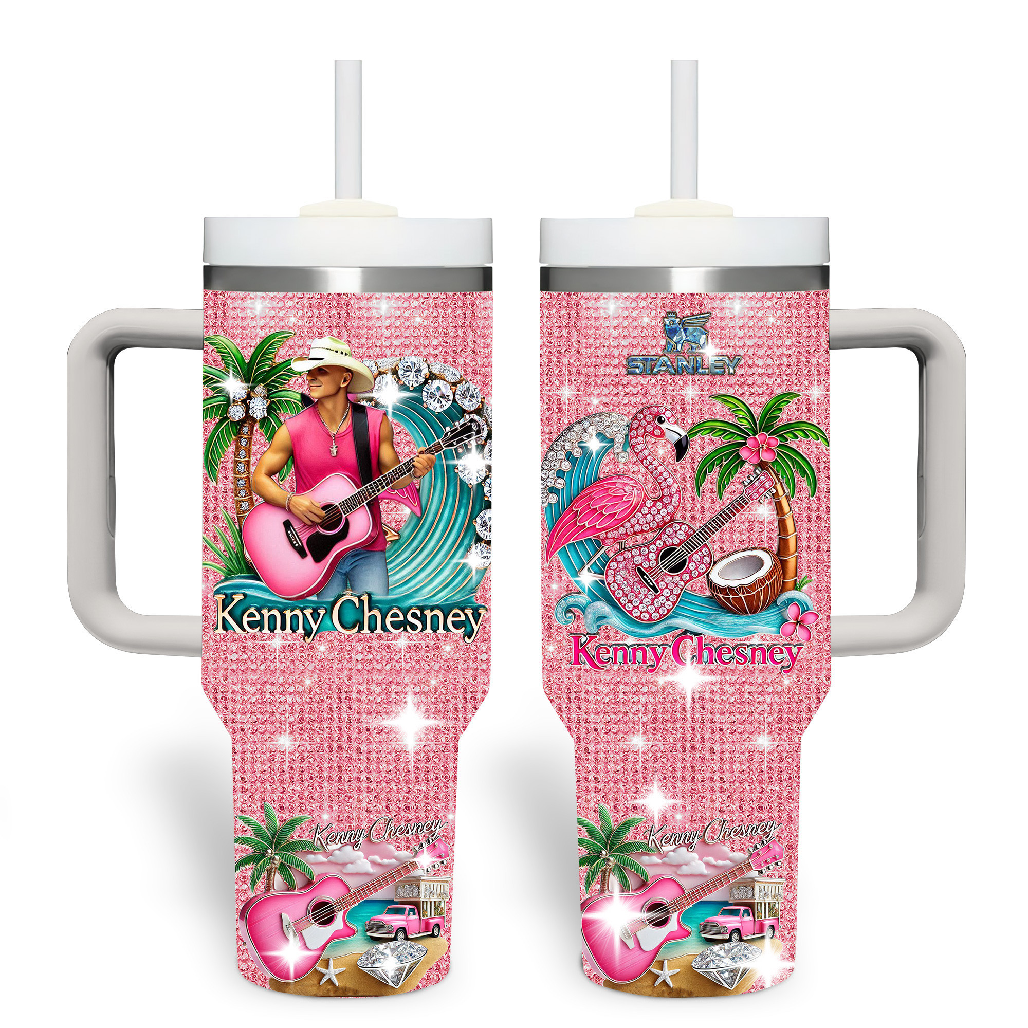 Kenny Chesney Music Custom Stanley Quencher 40oz Stainless Steel Tumbler With Handle
