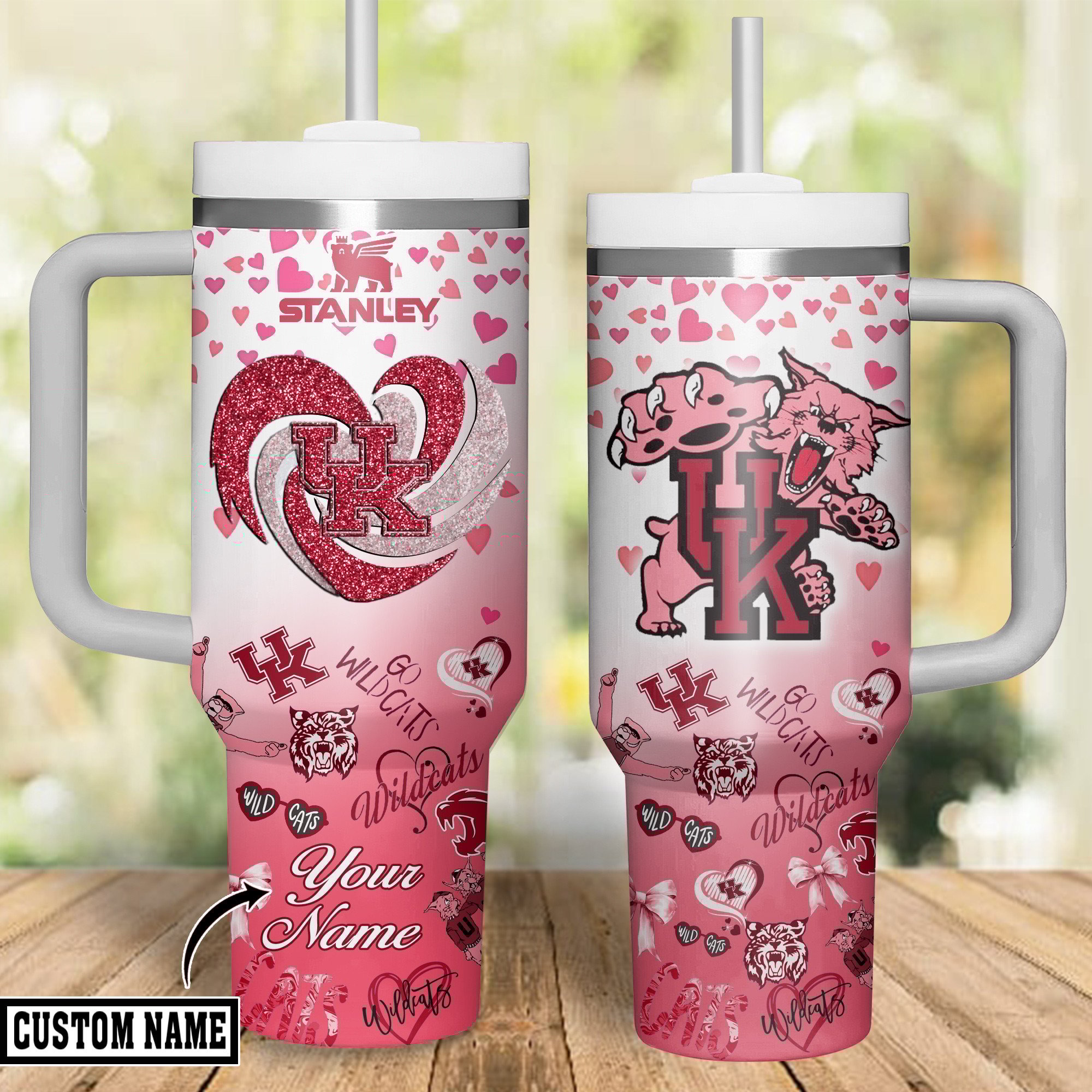 Kentucky Wildcats NCAA Sports Custom Stanley Quencher 40oz Stainless Steel Tumbler With Handle