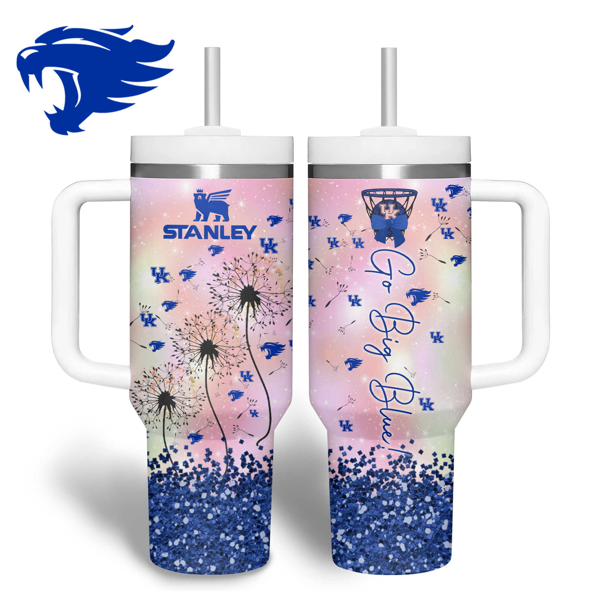 Kentucky Wildcats NCAA Sports Custom Stanley Quencher 40oz Stainless Steel Tumbler With Handle