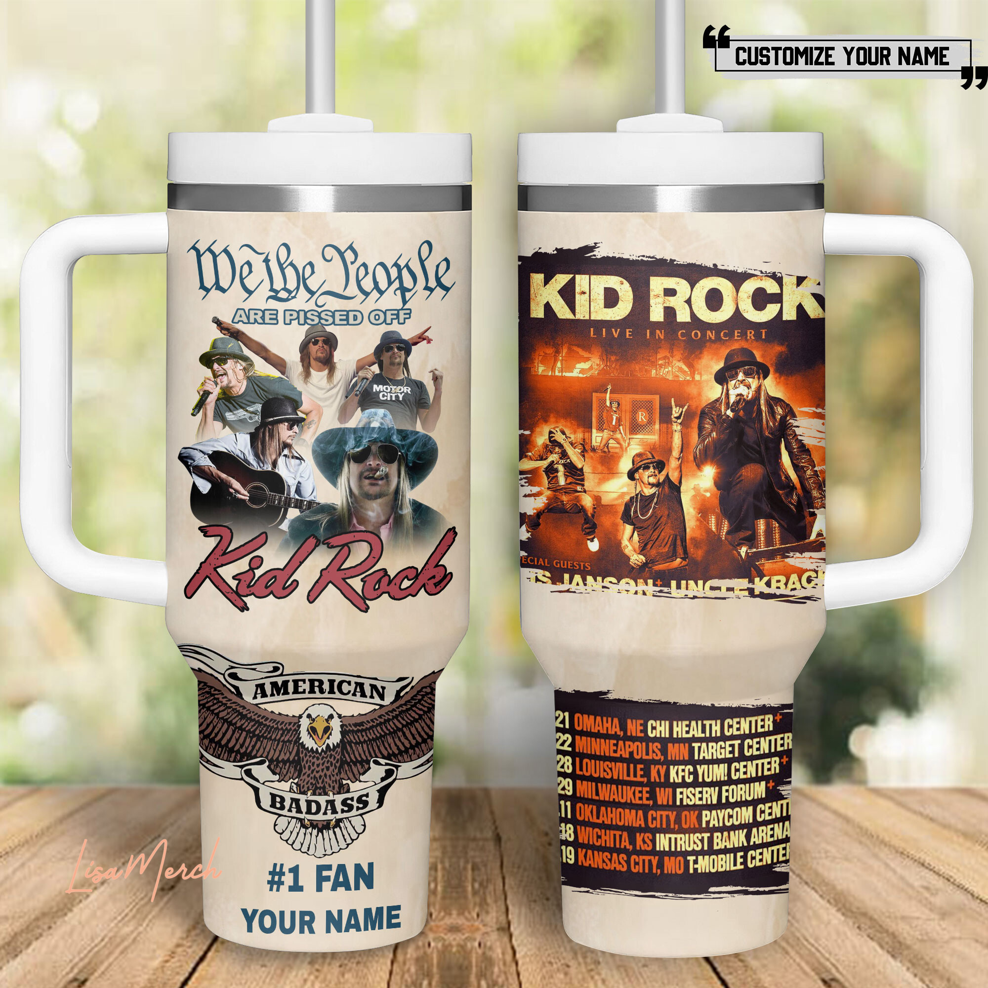 Kid Rock Music Custom Stanley Quencher 40oz Stainless Steel Tumbler With Handle