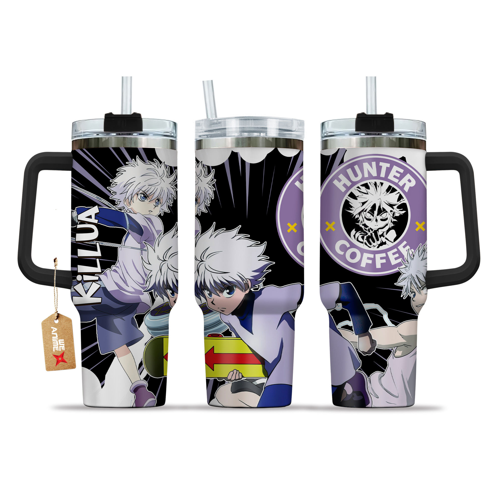 Killua Zoldyck Hunter x Hunter Anime Custom Stanley Quencher 40oz Stainless Steel Tumbler With Handle