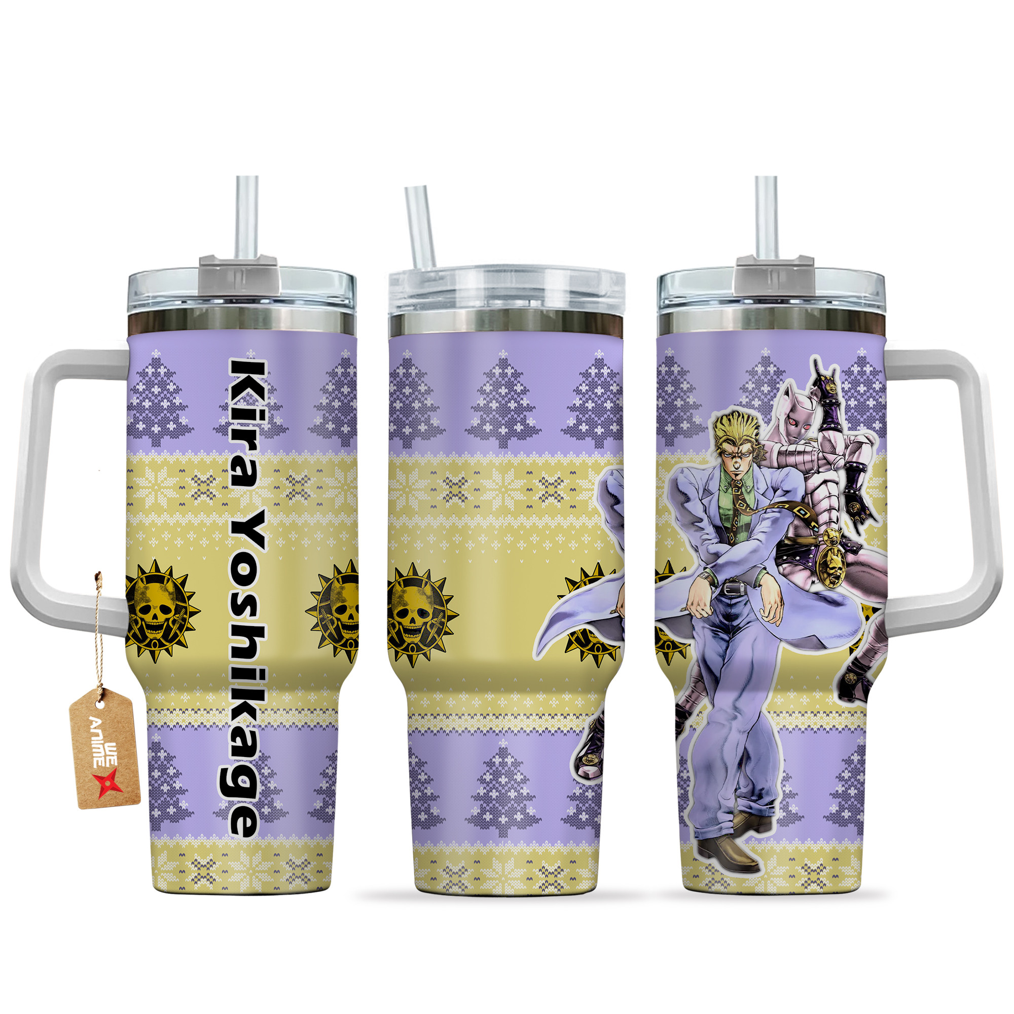 Kira Killer Queen JoJo's Bizarre Anime Custom Stanley Quencher 40oz Stainless Steel Tumbler With Handle