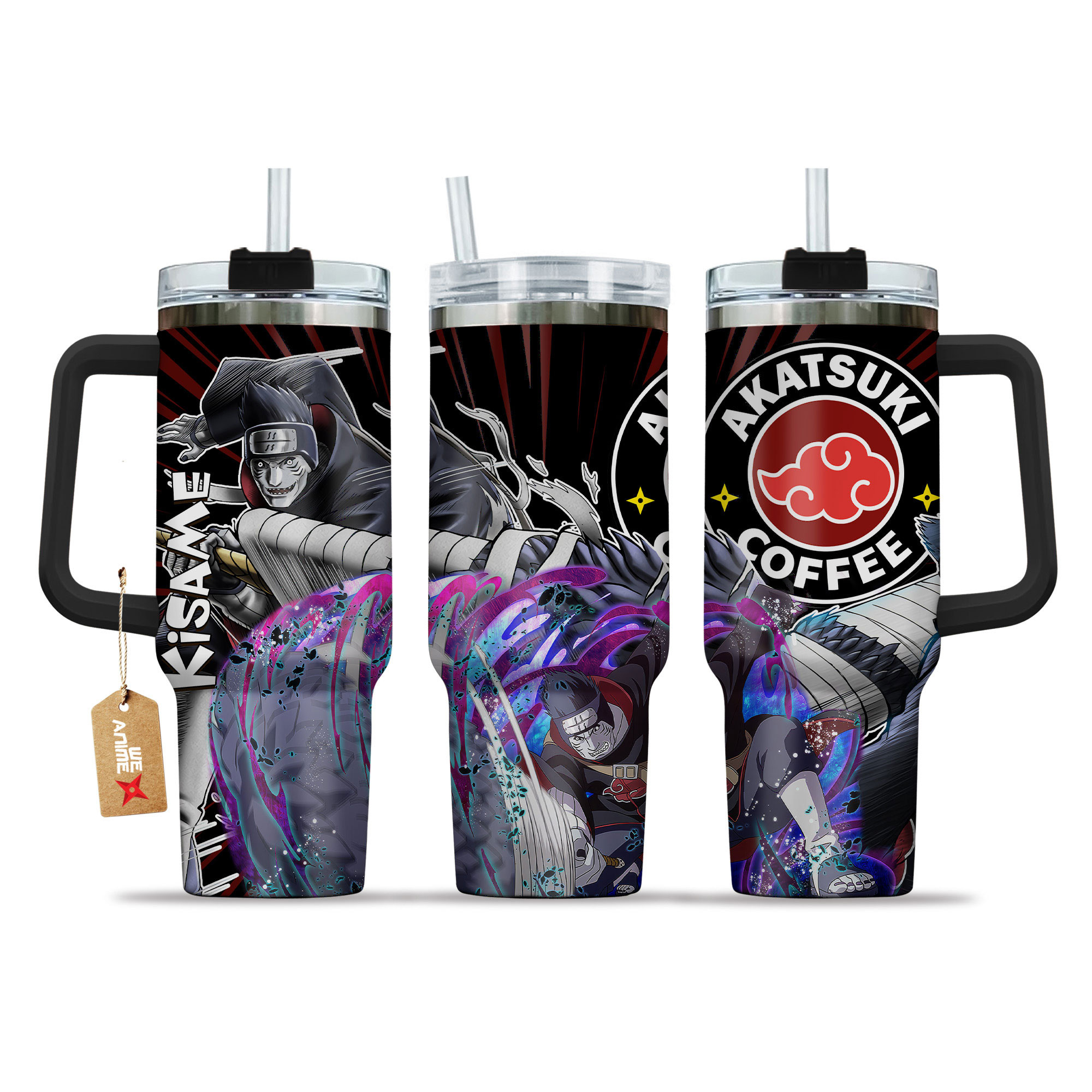 Kisame Hoshigaki Naruto Anime Custom Stanley Quencher 40oz Stainless Steel Tumbler With Handle