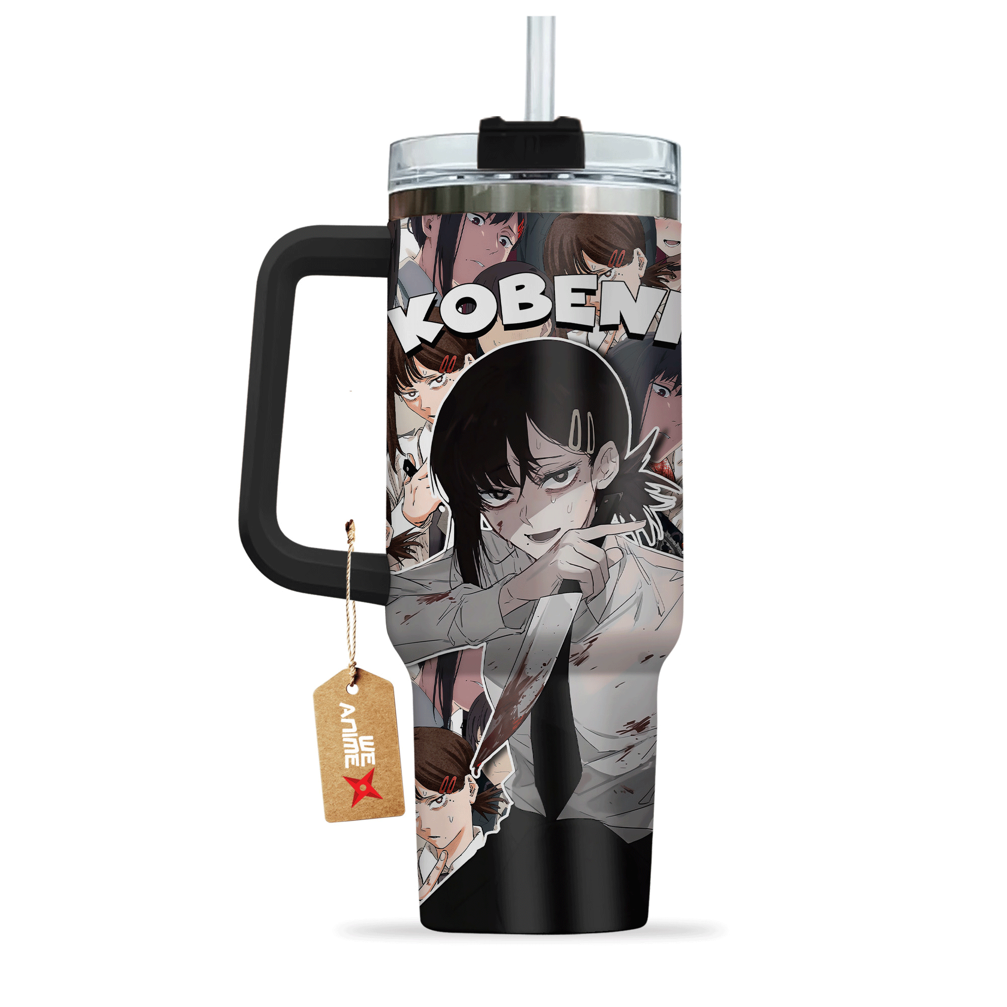 Kobeni Higashiyama Chainsaw Man Anime Custom Stanley Quencher 40oz Stainless Steel Tumbler With Handle