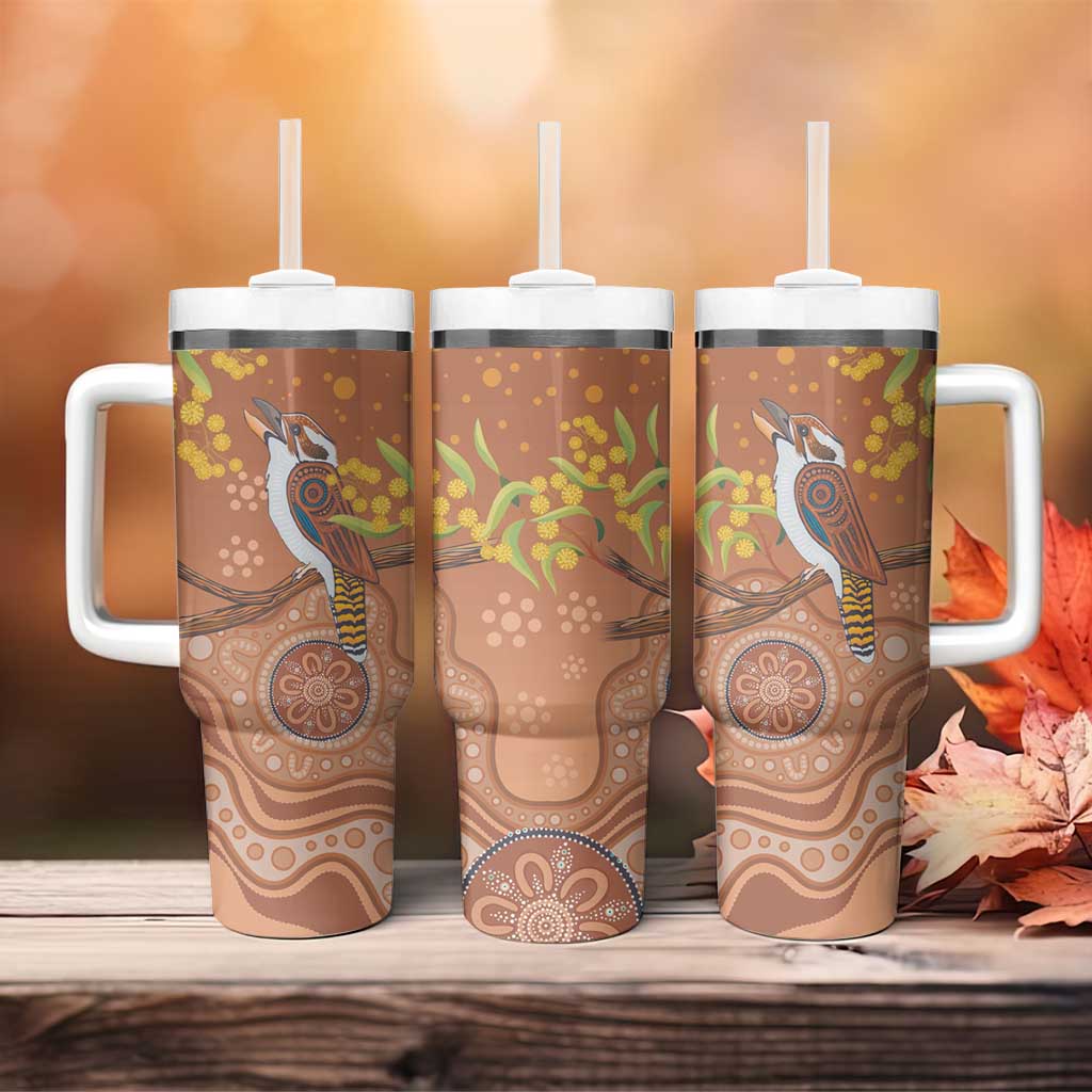 Kookaburra Aboriginal Dot Painting Custom Stanley Quencher 40oz Stainless Steel Tumbler With Handle
