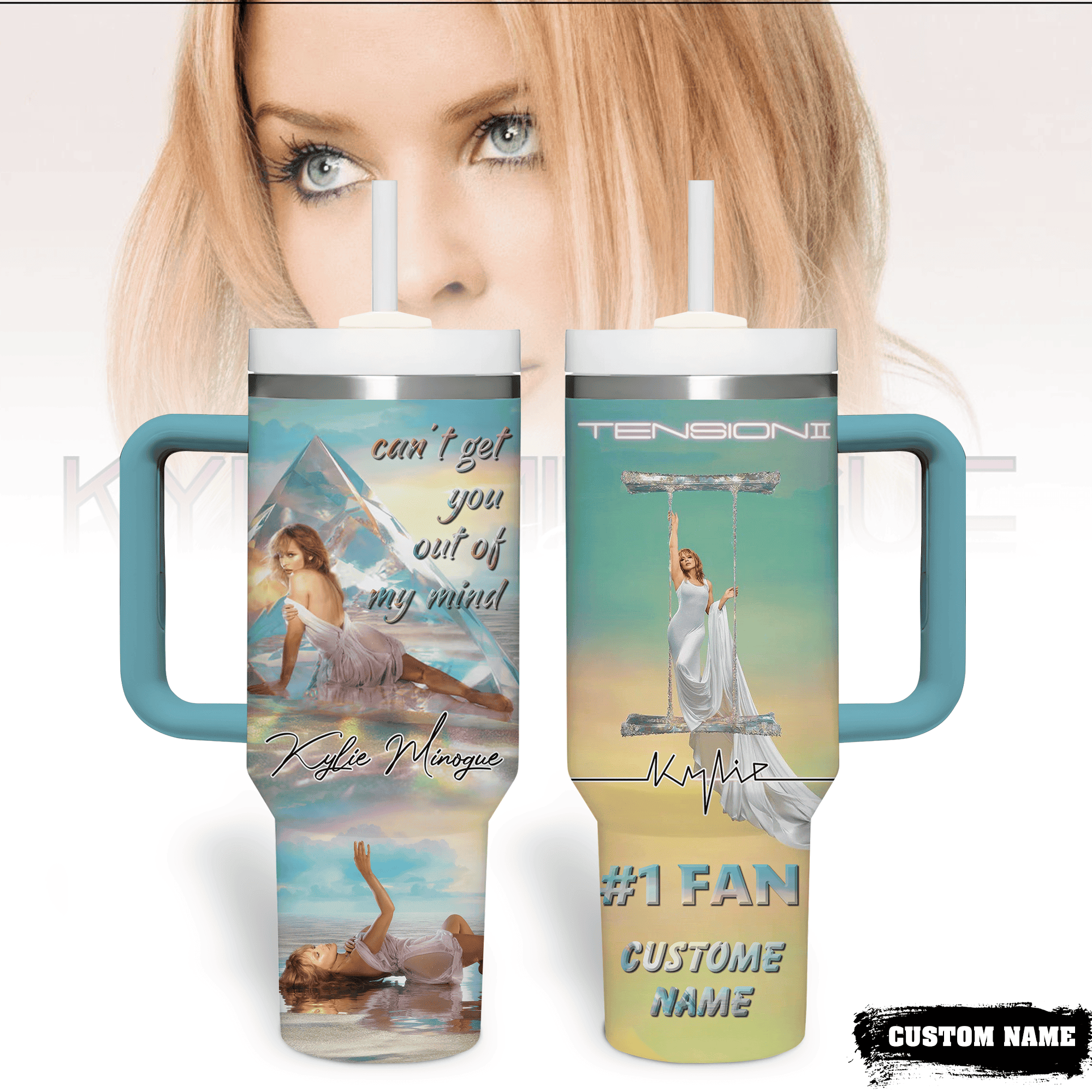 Kylie Minogue Music Custom Stanley Quencher 40oz Stainless Steel Tumbler With Handle