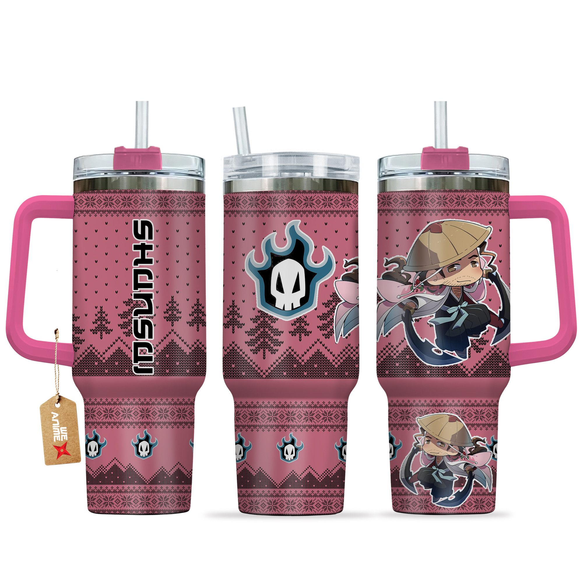 Kyoraku Shunsui Bleach Anime Custom Stanley Quencher 40oz Stainless Steel Tumbler With Handle