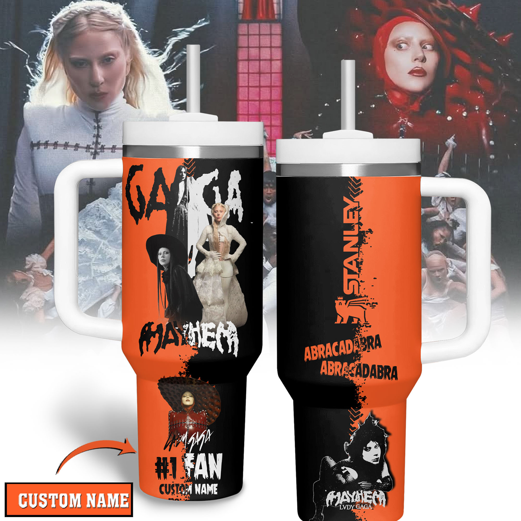 Lady Gaga Music Custom Stanley Quencher 40oz Stainless Steel Tumbler With Handle
