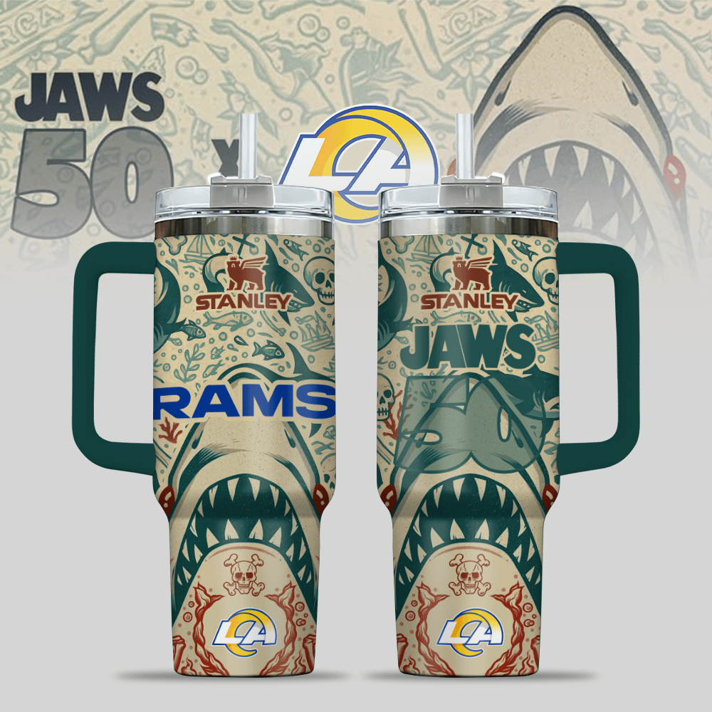 Los Angeles Rams NFL x JAWS Custom Stanley Quencher 40oz Stainless Steel Tumbler With Handle