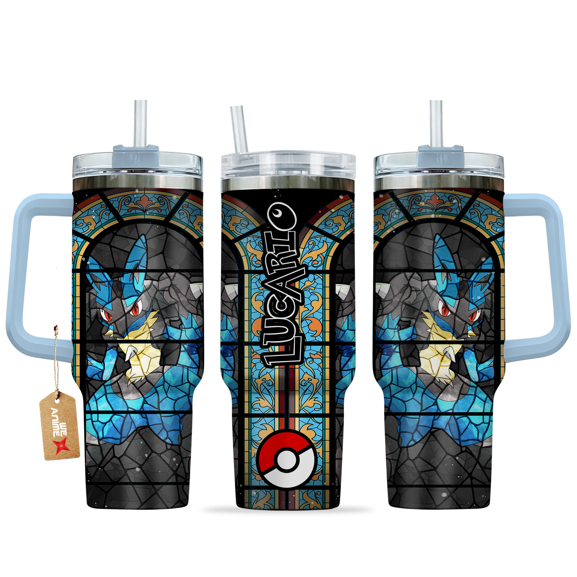 Lucario Pokemon Anime Custom Stanley Quencher 40oz Stainless Steel Tumbler With Handle