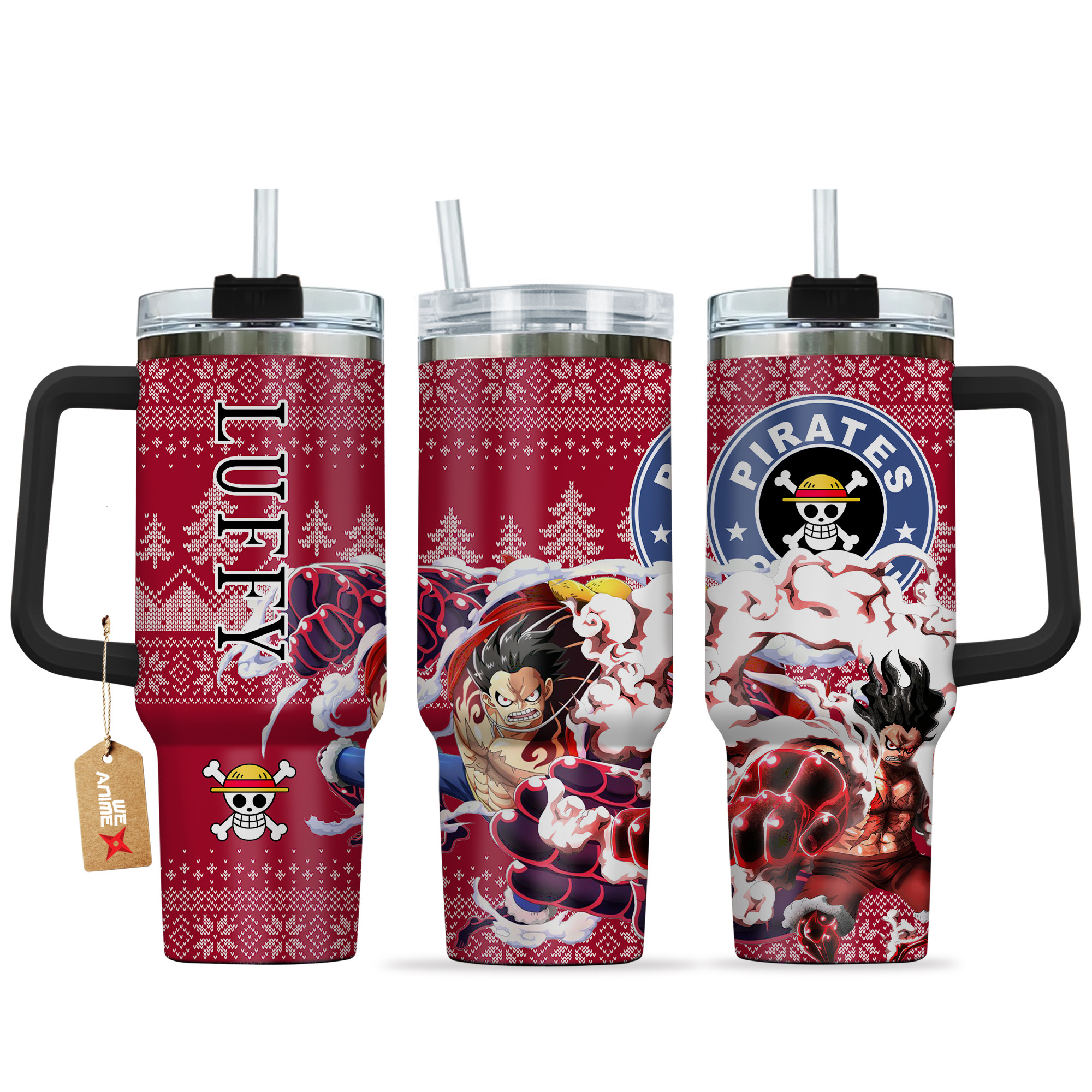 Luffy Gear 4 One Piece Anime Custom Stanley Quencher 40oz Stainless Steel Tumbler With Handle