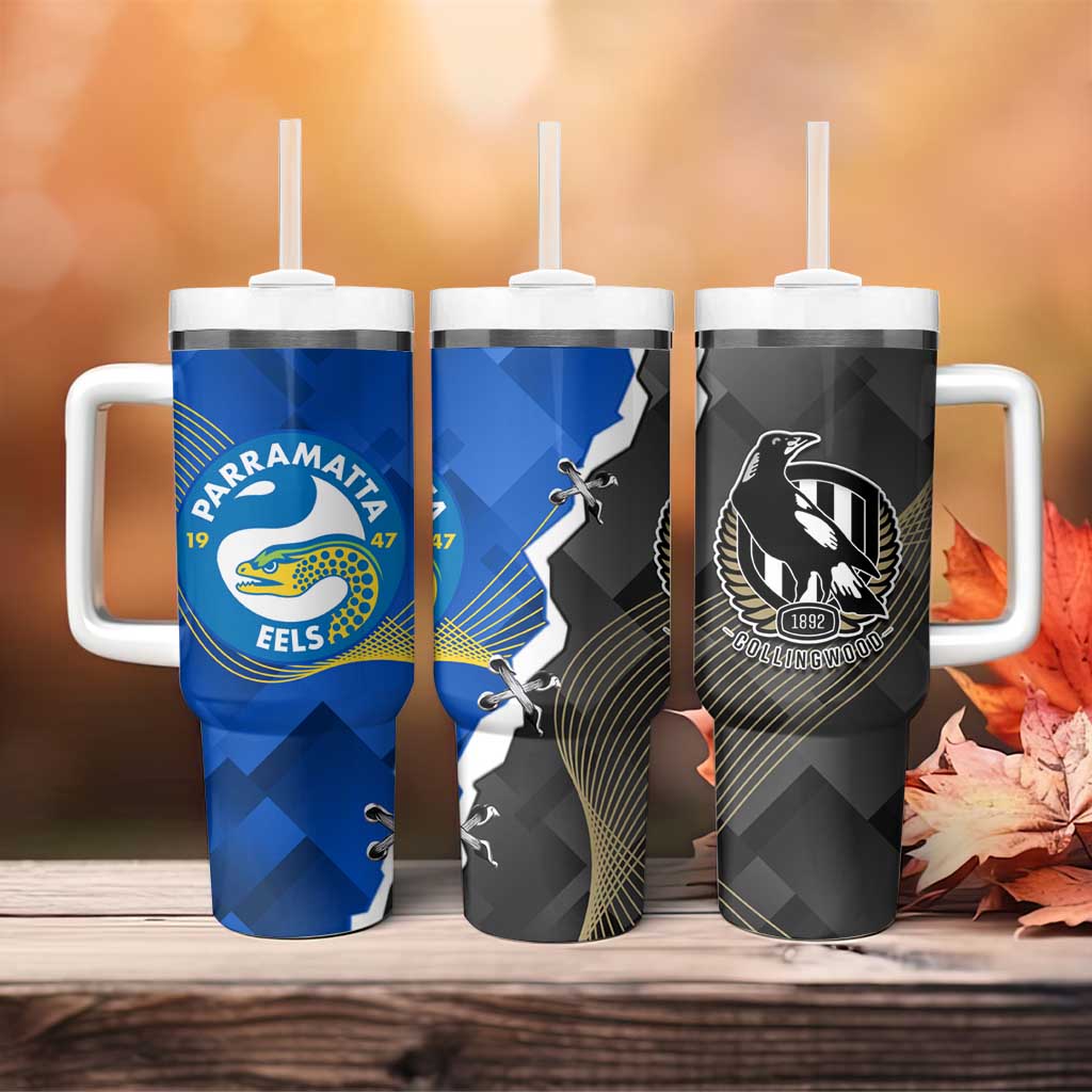 Magpies Football And Eels Rugby Dynamic Style Custom Stanley Quencher 40oz Stainless Steel Tumbler With Handle