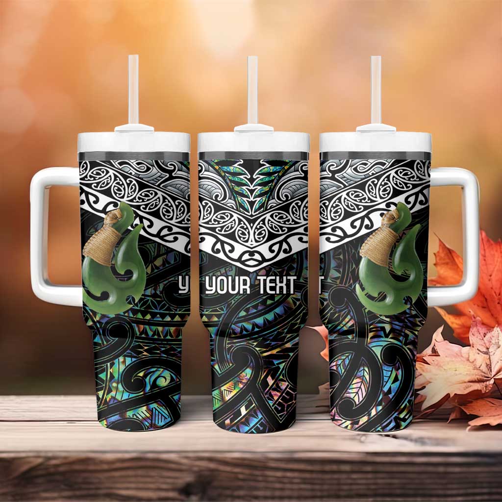 Maori Manaia New Zealand Tribal Hei Matau Papua Shell Custom Stanley Quencher 40oz Stainless Steel Tumbler With Handle