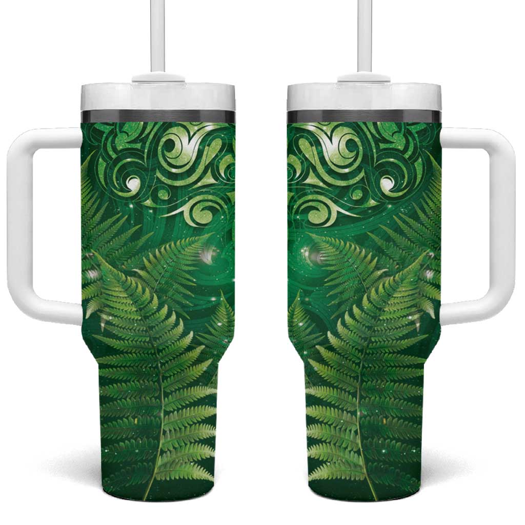 Matariki New Zealand Maori Silver Fern Custom Stanley Quencher 40oz Stainless Steel Tumbler With Handle