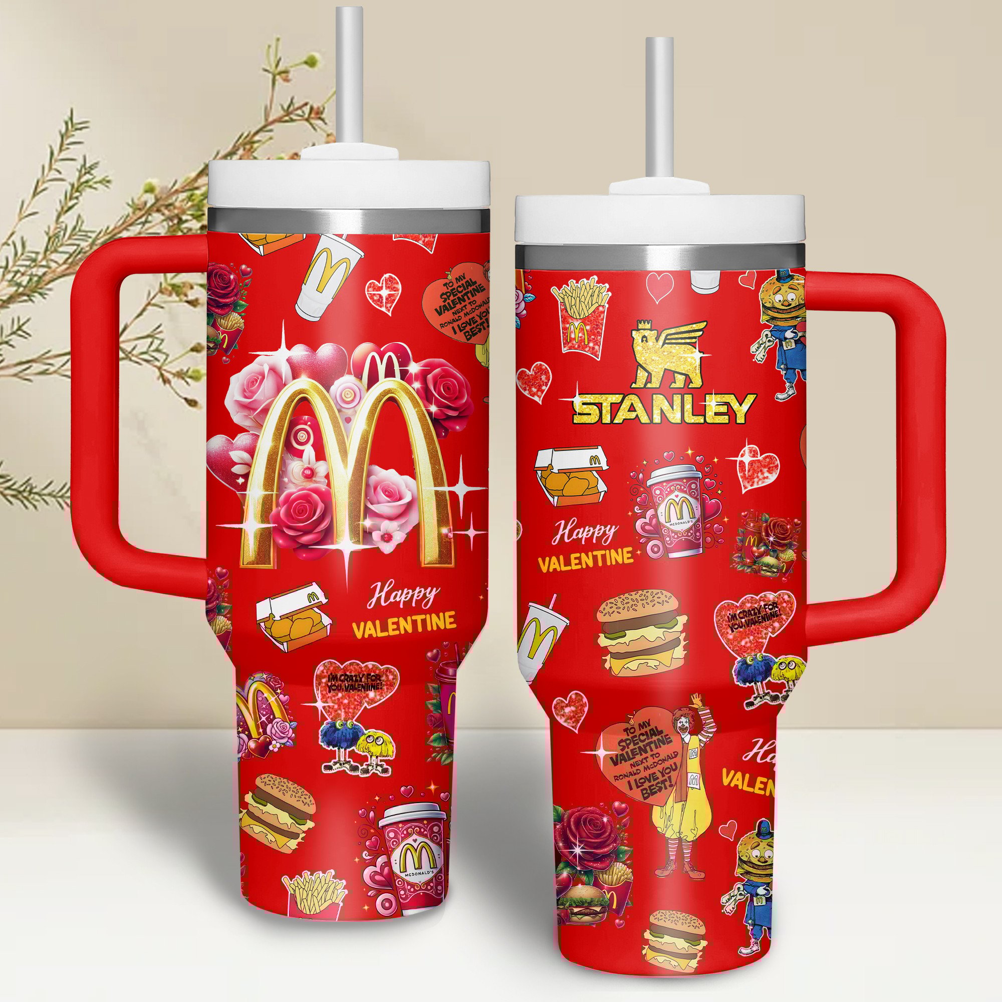 Mcdonald Food Custom Stanley Quencher 40oz Stainless Steel Tumbler With Handle
