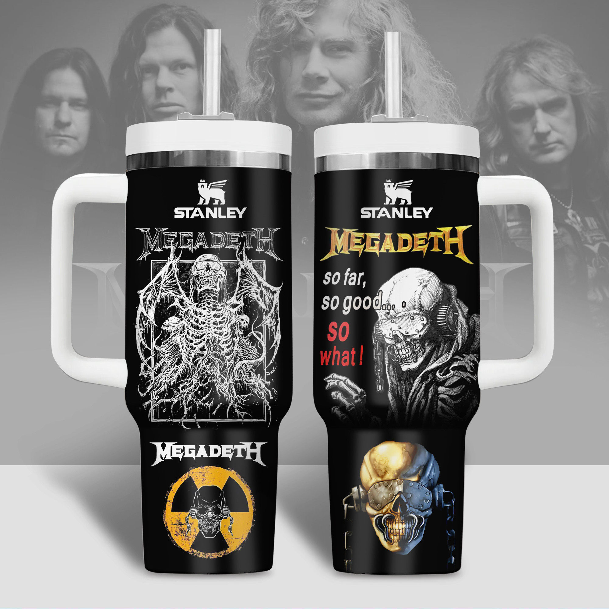 Megadeth Band Music Custom Stanley Quencher 40oz Stainless Steel Tumbler With Handle