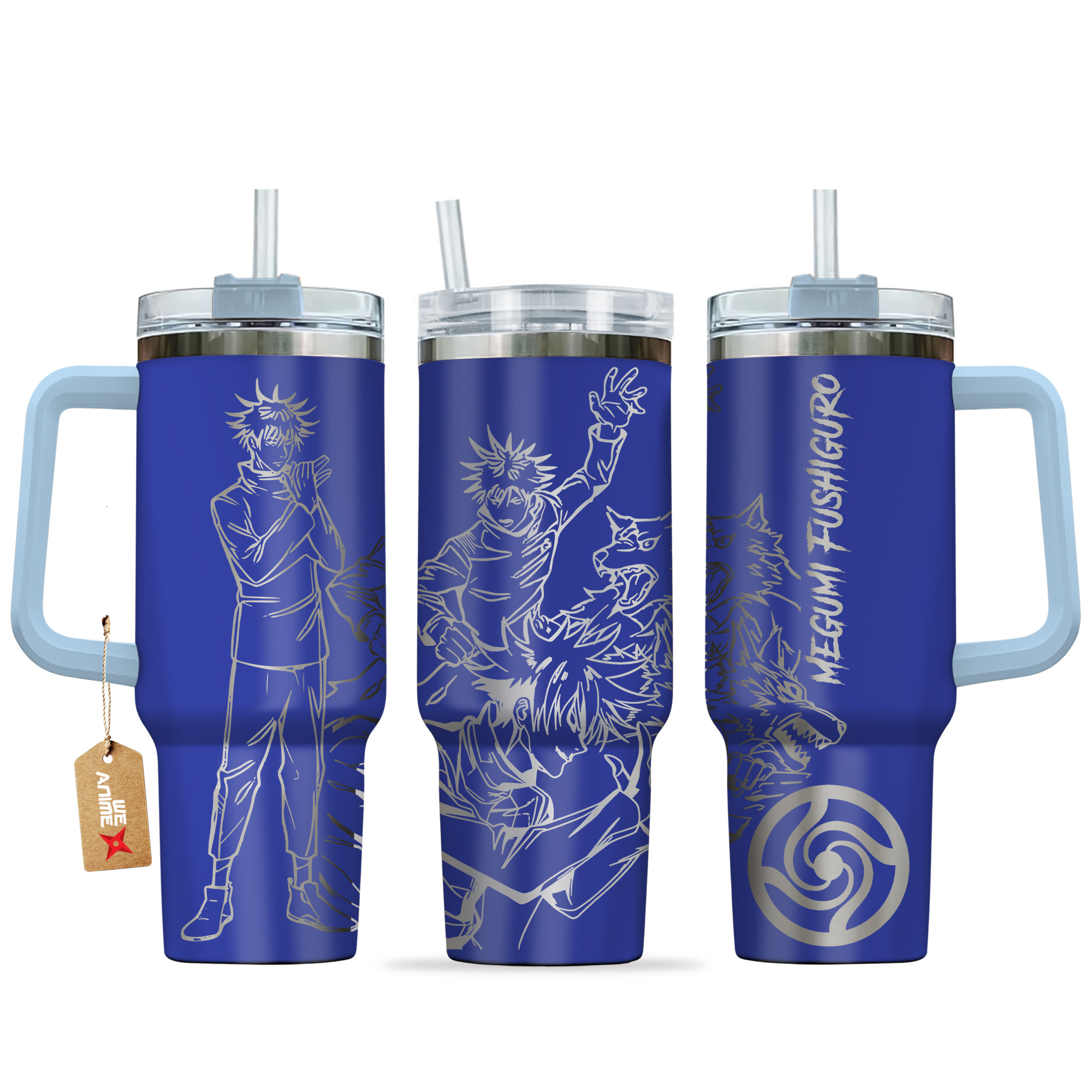 Megumi Fushiguro Jujutsu Kaisen Anime Custom Stanley Quencher 40oz Stainless Steel Tumbler With Handle