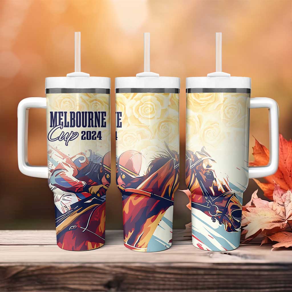 Melbourne Horse Racing Yellow Rose Champion Custom Stanley Quencher 40oz Stainless Steel Tumbler With Handle