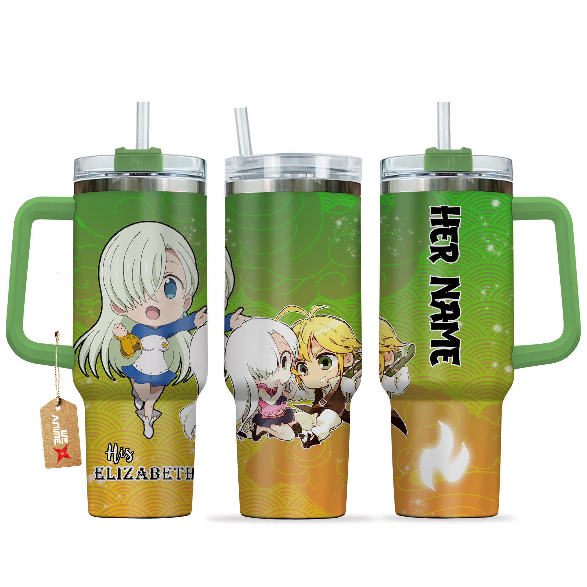 Meliodas & Elizabeth The Seven Deadly Sins Anime Valentine Custom Stanley Quencher 40oz Stainless Steel Tumbler With Handle