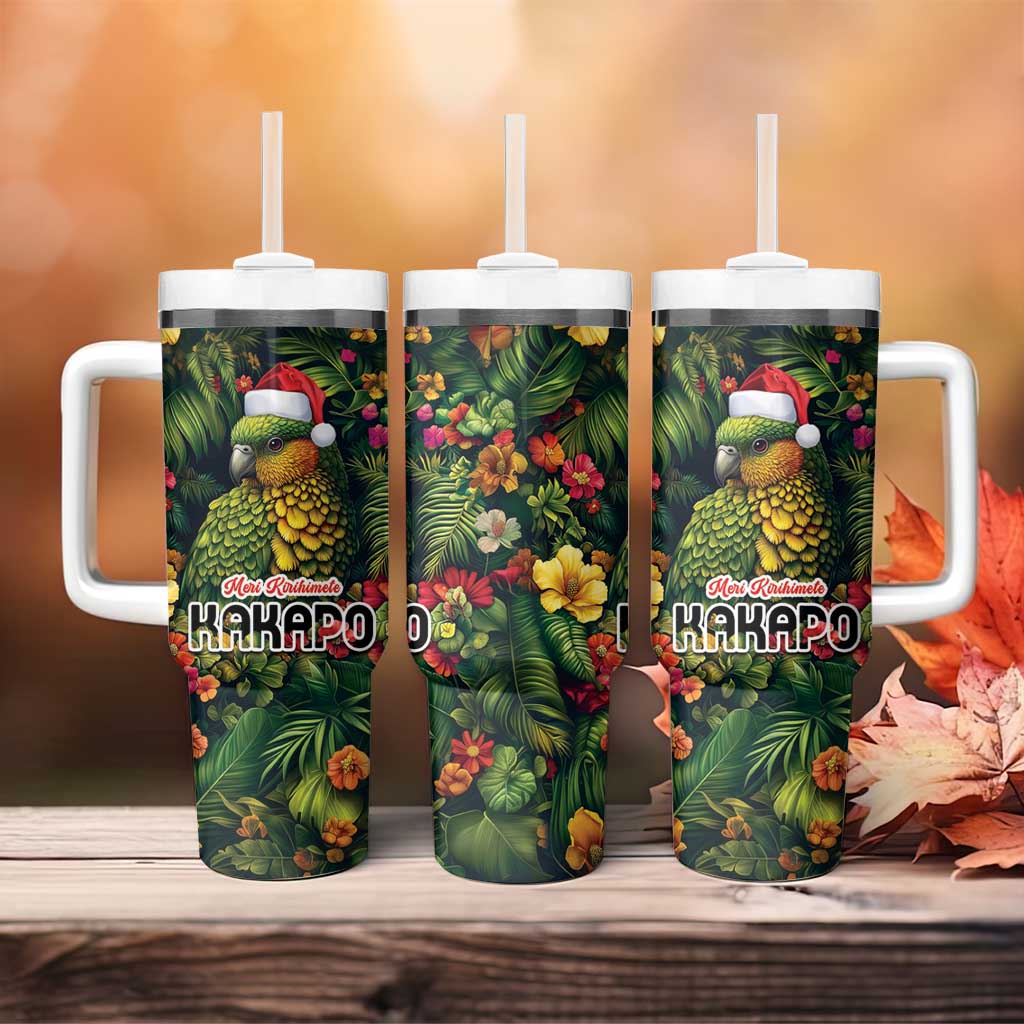 Meri Kirihimete Kakapo New Zealand Christmas with Tropical Vibe Custom Stanley Quencher 40oz Stainless Steel Tumbler With Handle