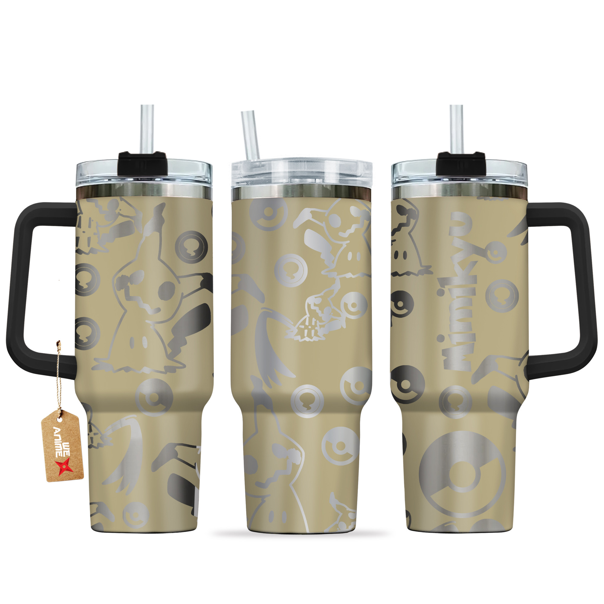 Mimikyu Pokemon Anime Custom Stanley Quencher 40oz Stainless Steel Tumbler With Handle