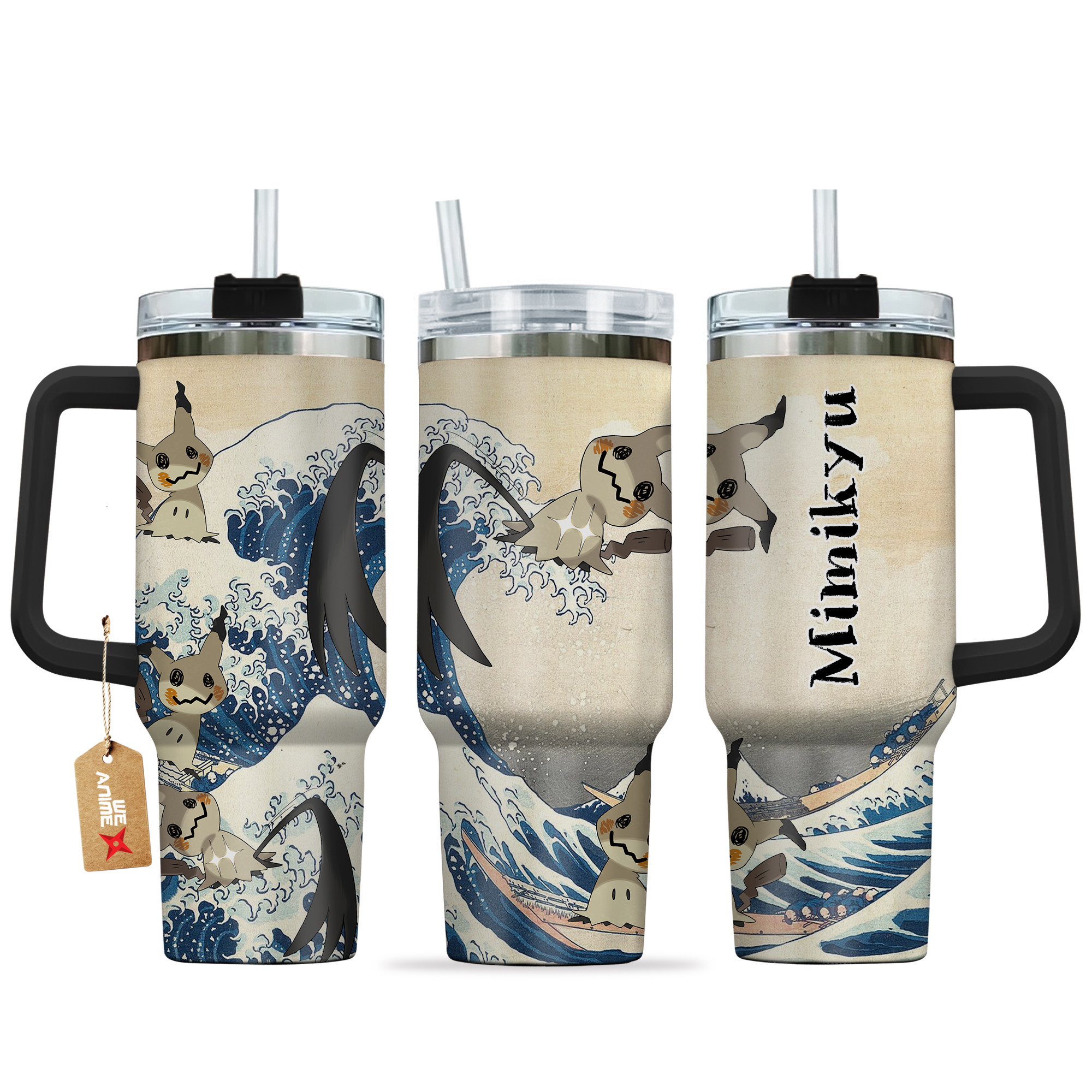 Mimikyu Pokemon Anime Custom Stanley Quencher 40oz Stainless Steel Tumbler With Handle