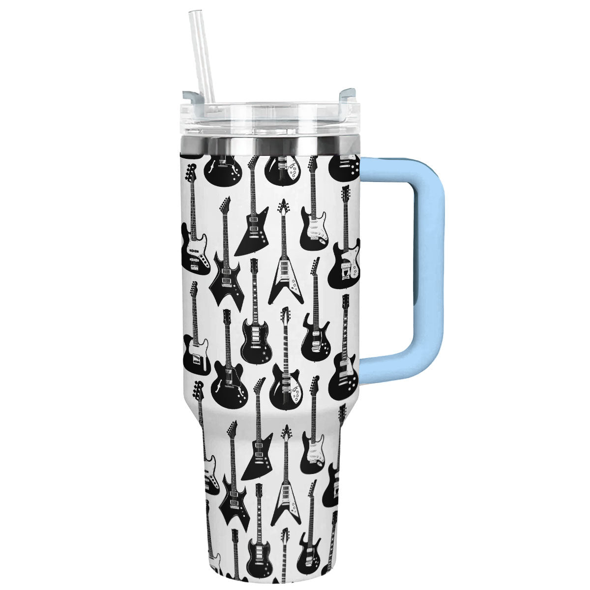 Monochrome Guitar Custom Stanley Quencher 40oz Stainless Steel Tumbler With Handle
