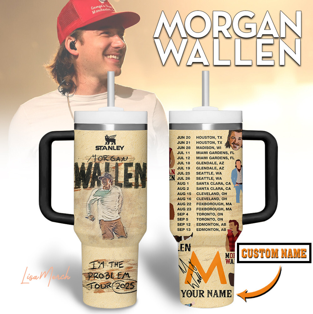 Morgan Wallen Music Custom Stanley Quencher 40oz Stainless Steel Tumbler With Handle