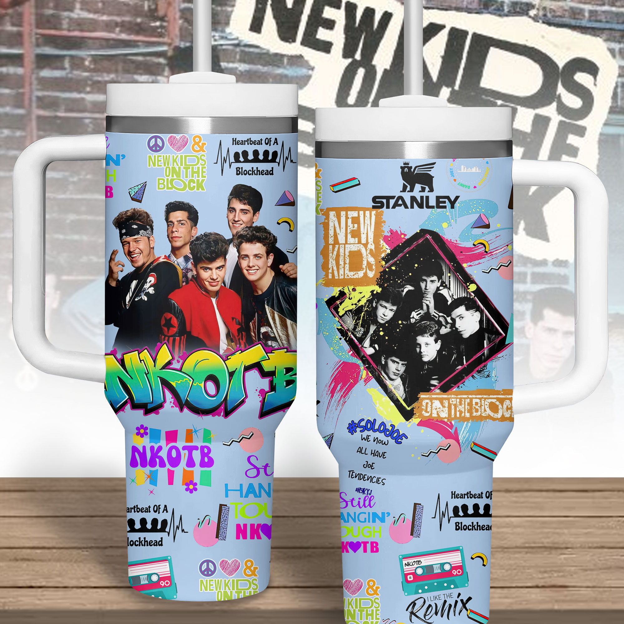 New Kids On The Block Music Custom Stanley Quencher 40oz Stainless Steel Tumbler With Handle