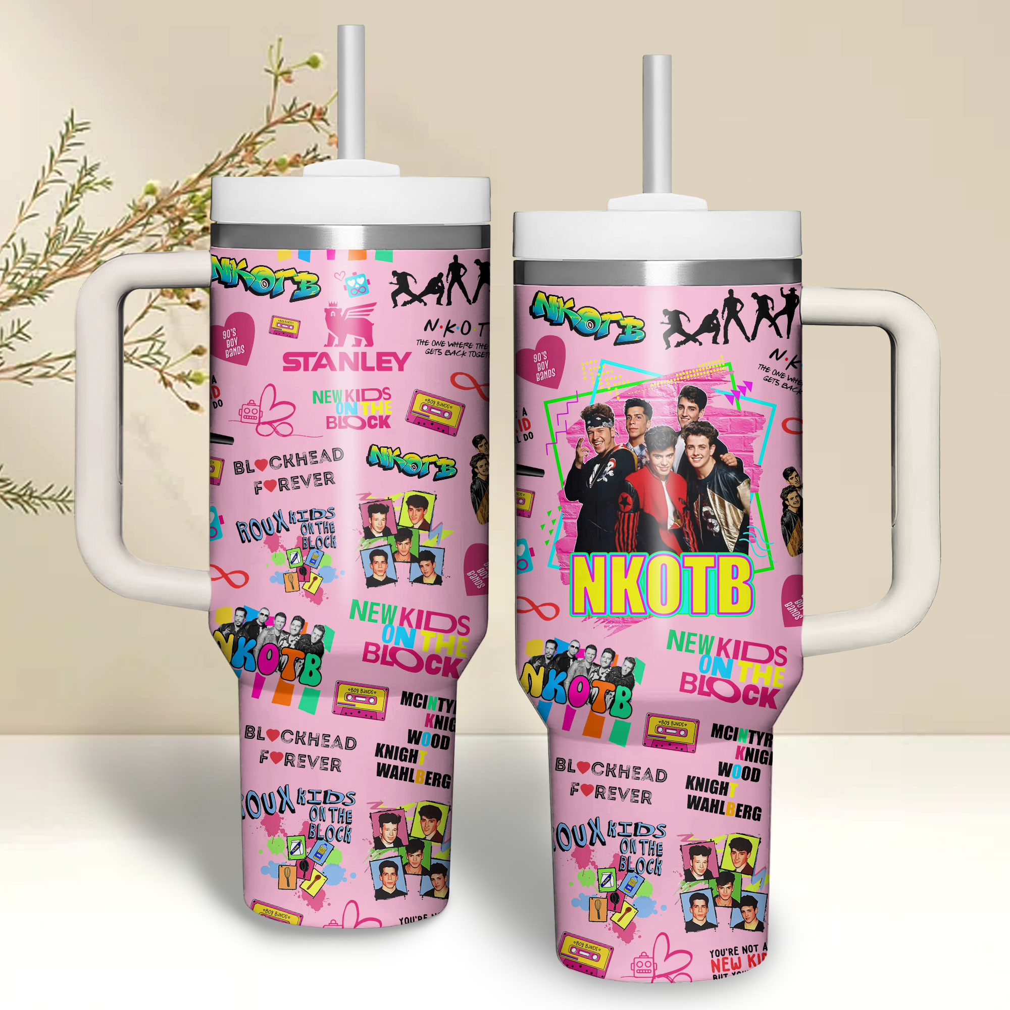 New Kids On The Block Music Custom Stanley Quencher 40oz Stainless Steel Tumbler With Handle