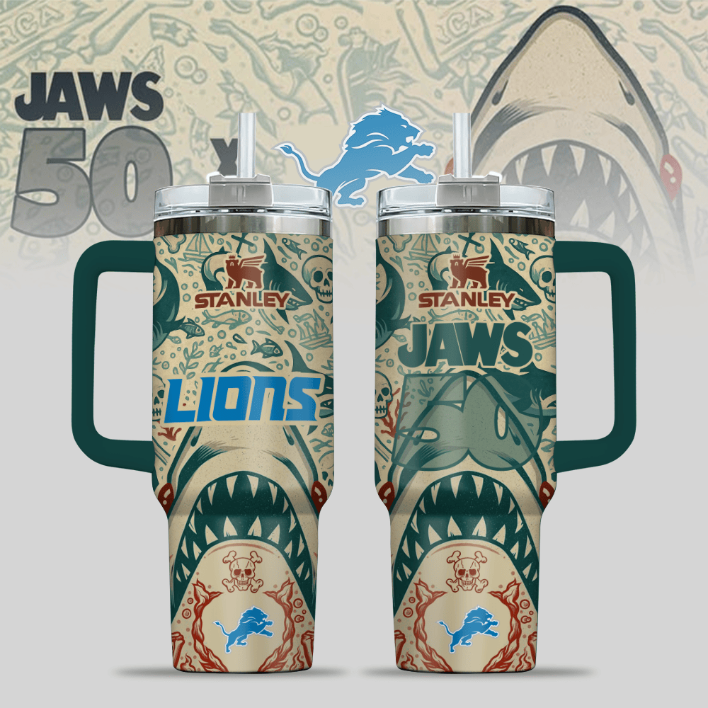 New York Giants NFL x JAWS Custom Stanley Quencher 40oz Stainless Steel Tumbler With Handle