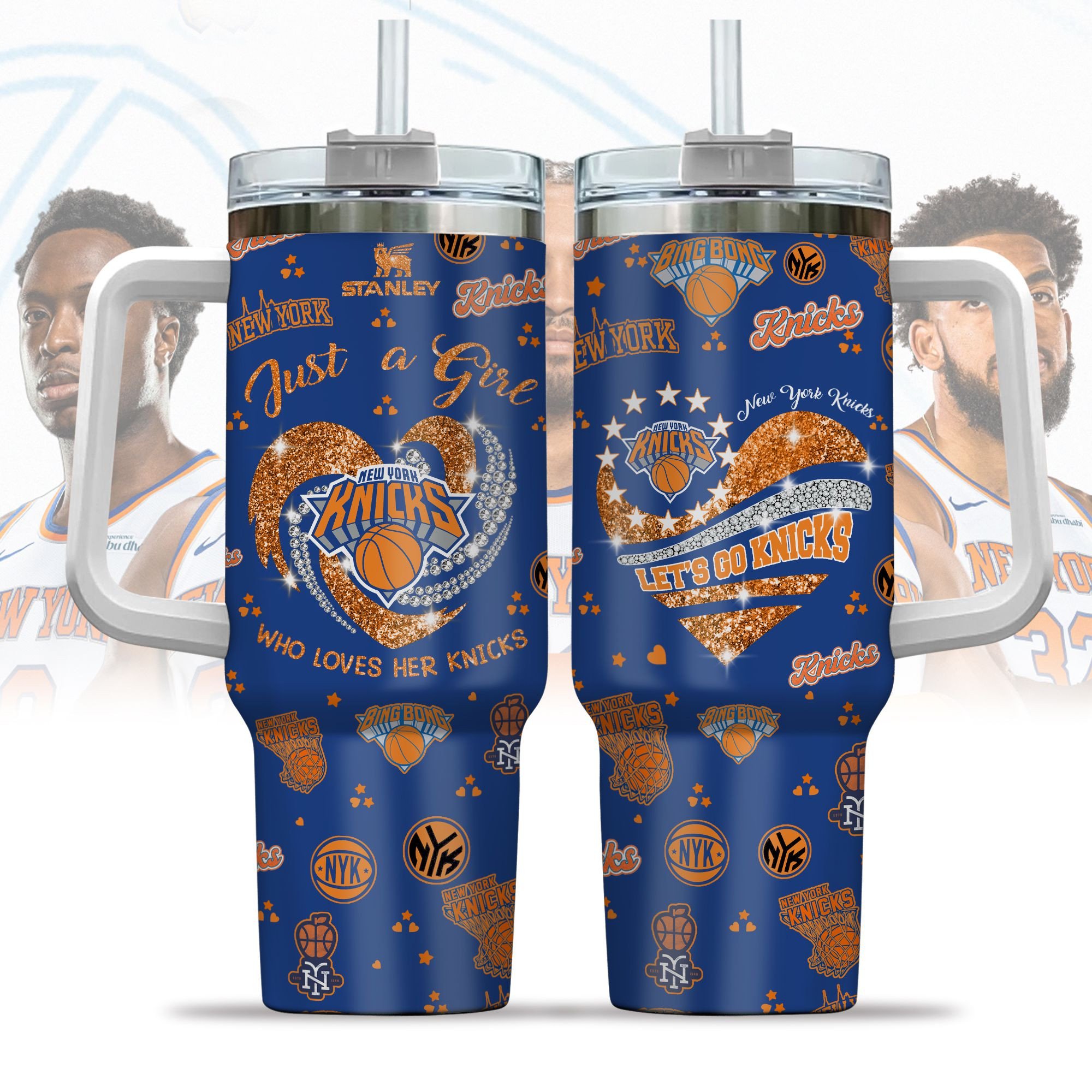 New York Knicks NBA Custom Stanley Quencher 40oz Stainless Steel Tumbler With Handle