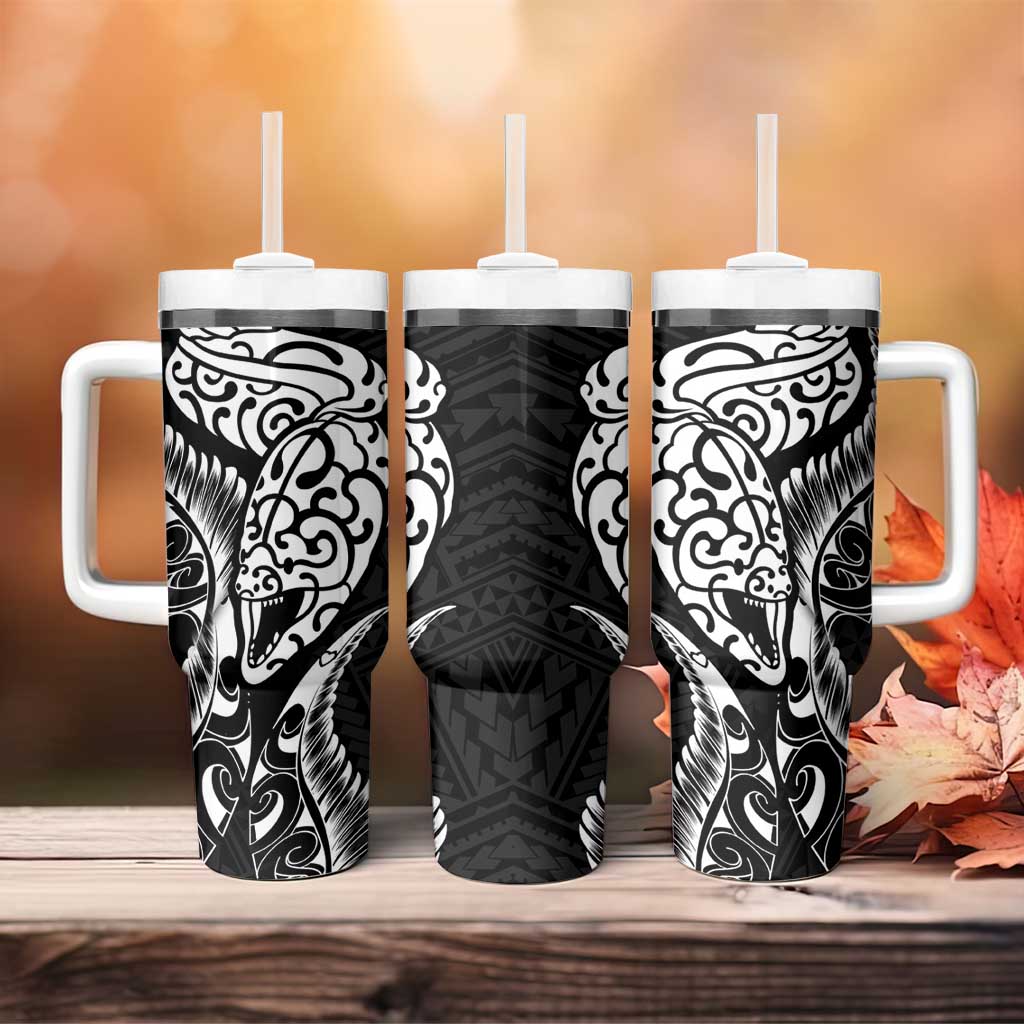 New Zealand Eel Tuna Aotearoa Maori Patten - Black Custom Stanley Quencher 40oz Stainless Steel Tumbler With Handle