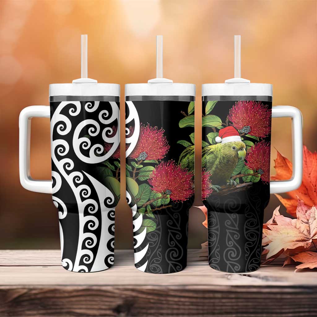 New Zealand Kakapo Christmas Meri Kirihimete Pohutukawa Flowers Custom Stanley Quencher 40oz Stainless Steel Tumbler With Handle