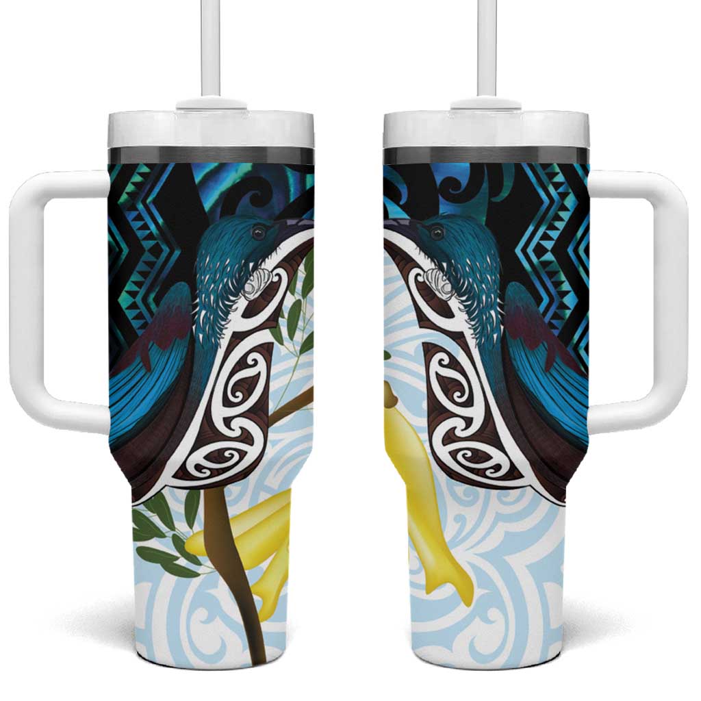 New Zealand Silver Fern Tui Bird Custom Stanley Quencher 40oz Stainless Steel Tumbler With Handle
