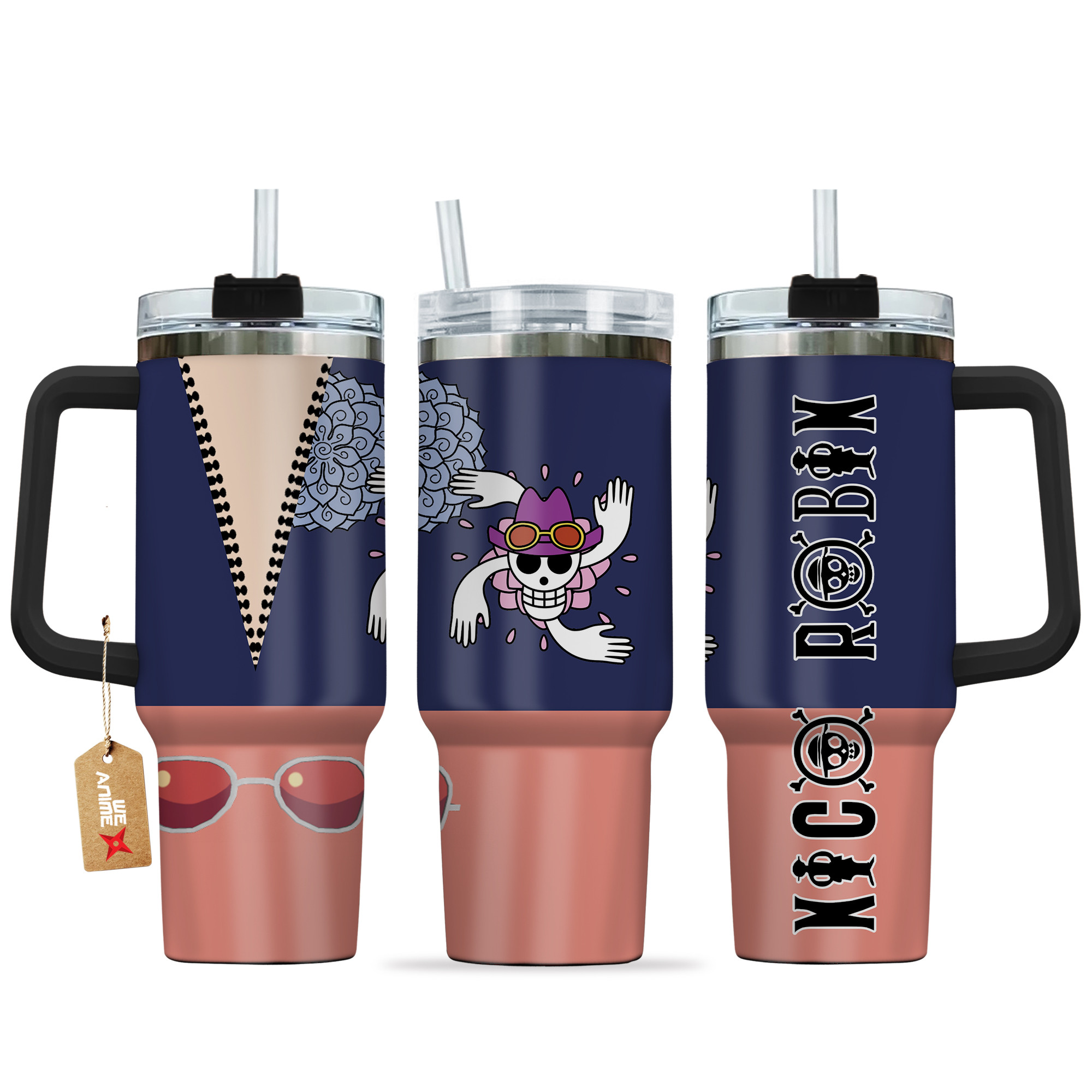 Nico Robin One Piece Anime Custom Stanley Quencher 40oz Stainless Steel Tumbler With Handle