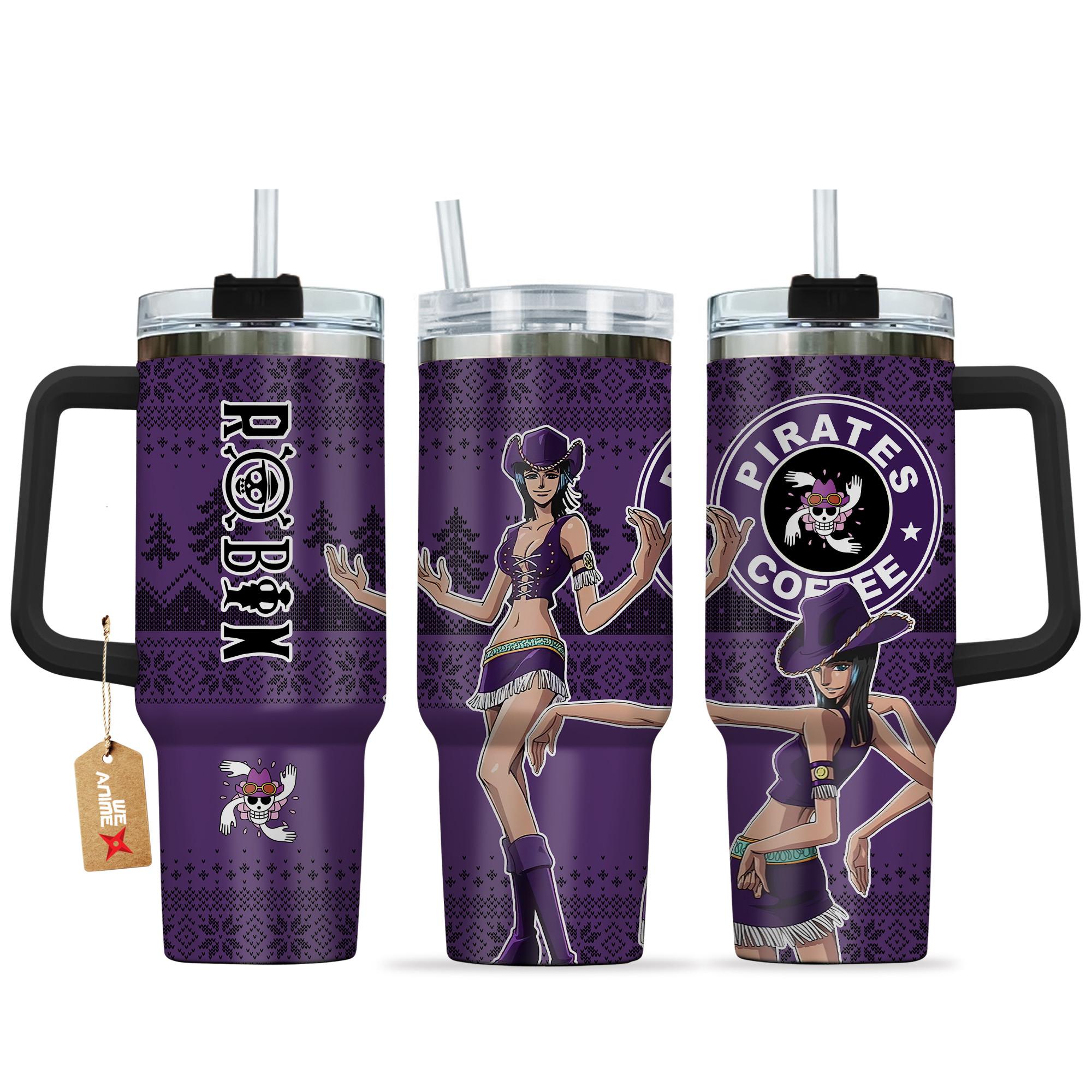 Nico Robin One Piece Anime Custom Stanley Quencher 40oz Stainless Steel Tumbler With Handle