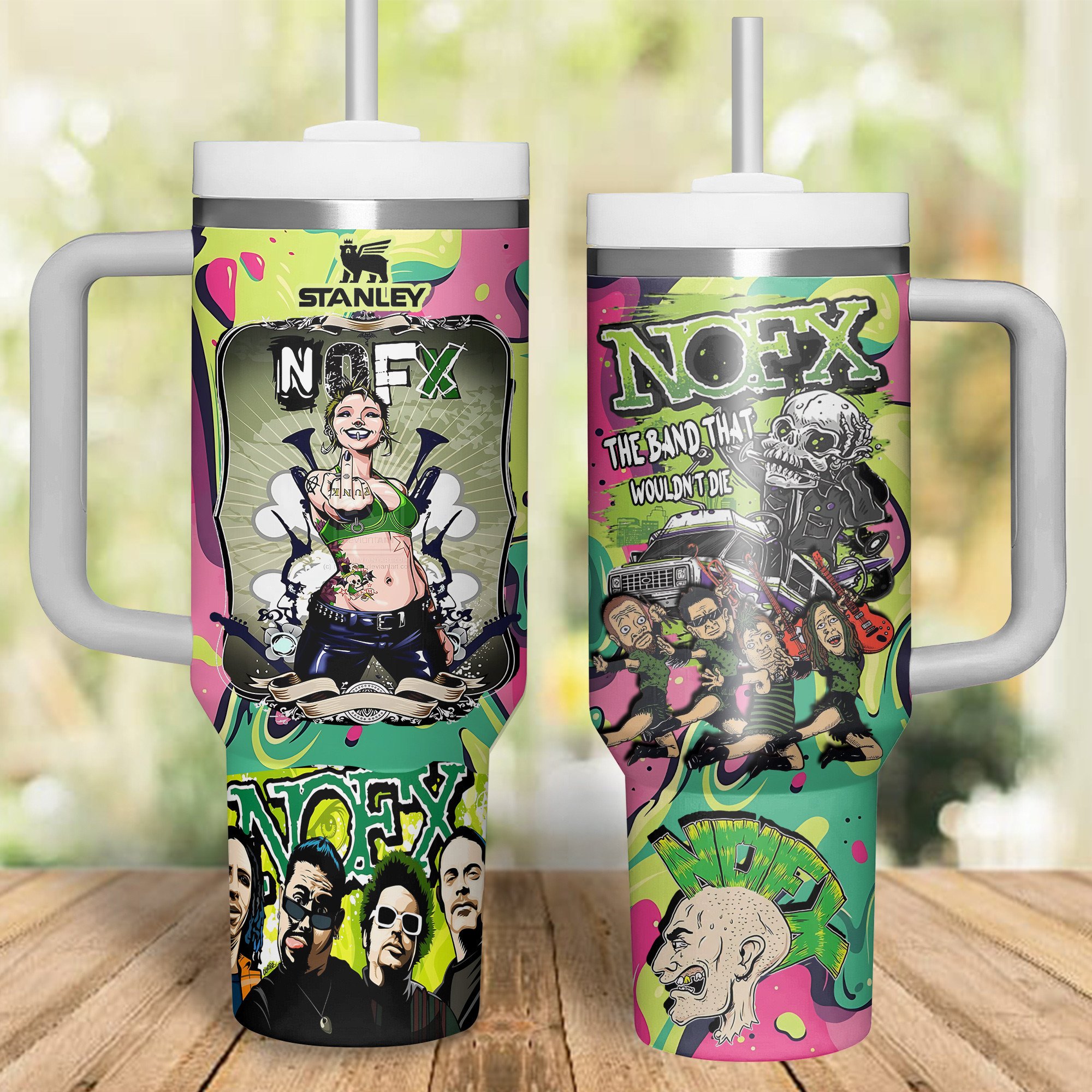 NOFX Band Music Custom Stanley Quencher 40oz Stainless Steel Tumbler With Handle