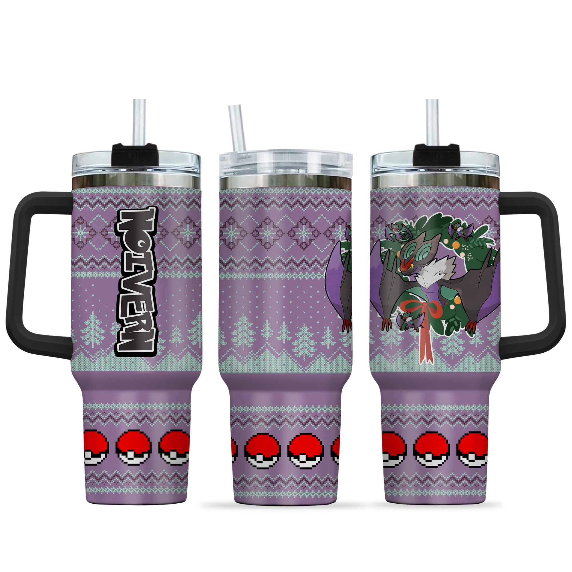 Noivern Pokemon Anime Custom Stanley Quencher 40oz Stainless Steel Tumbler With Handle