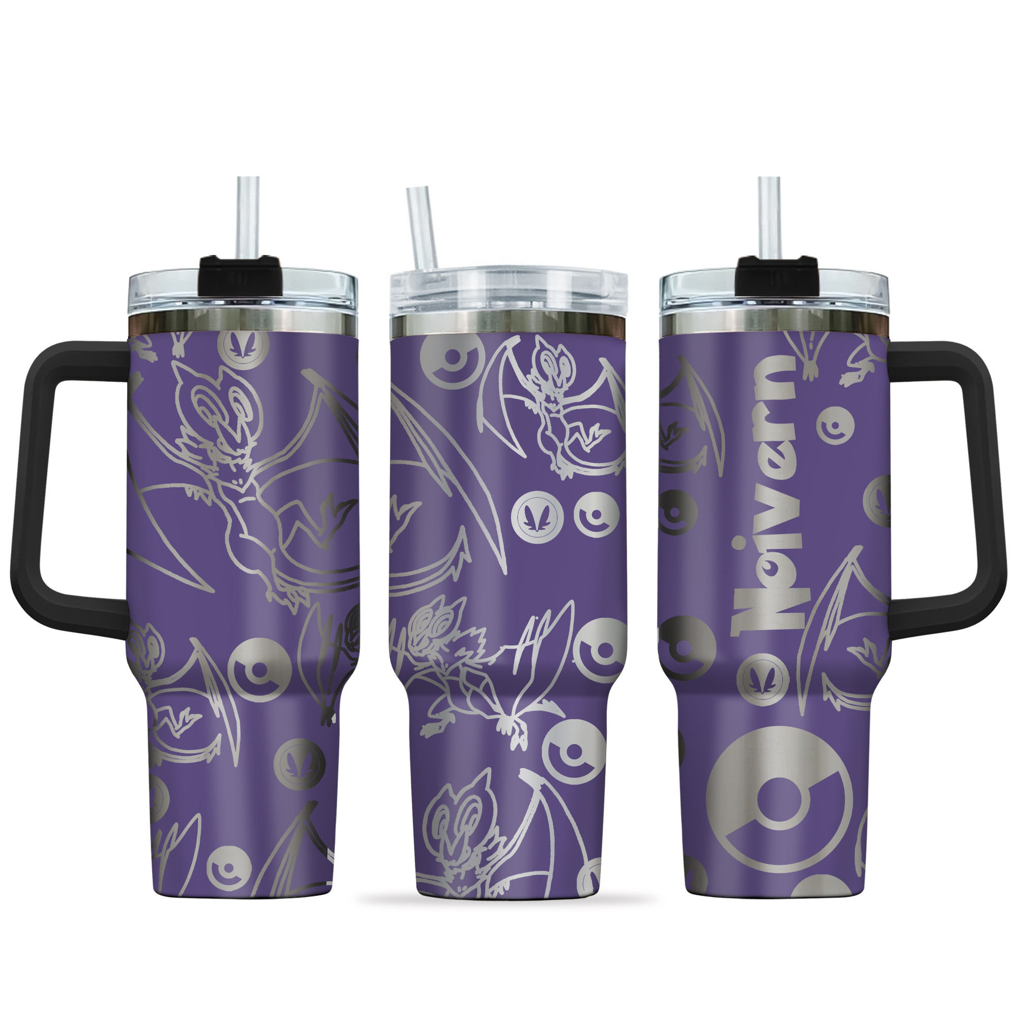 Noivern Pokemon Anime Custom Stanley Quencher 40oz Stainless Steel Tumbler With Handle