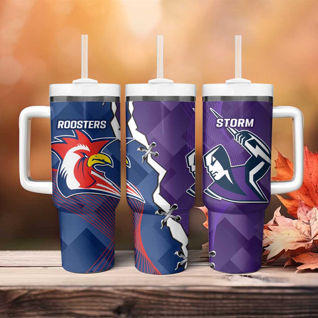 NRL Storm And Roosters Rugby 2024 Go Champions Dynamic Version Custom Stanley Quencher 40oz Stainless Steel Tumbler With Handle