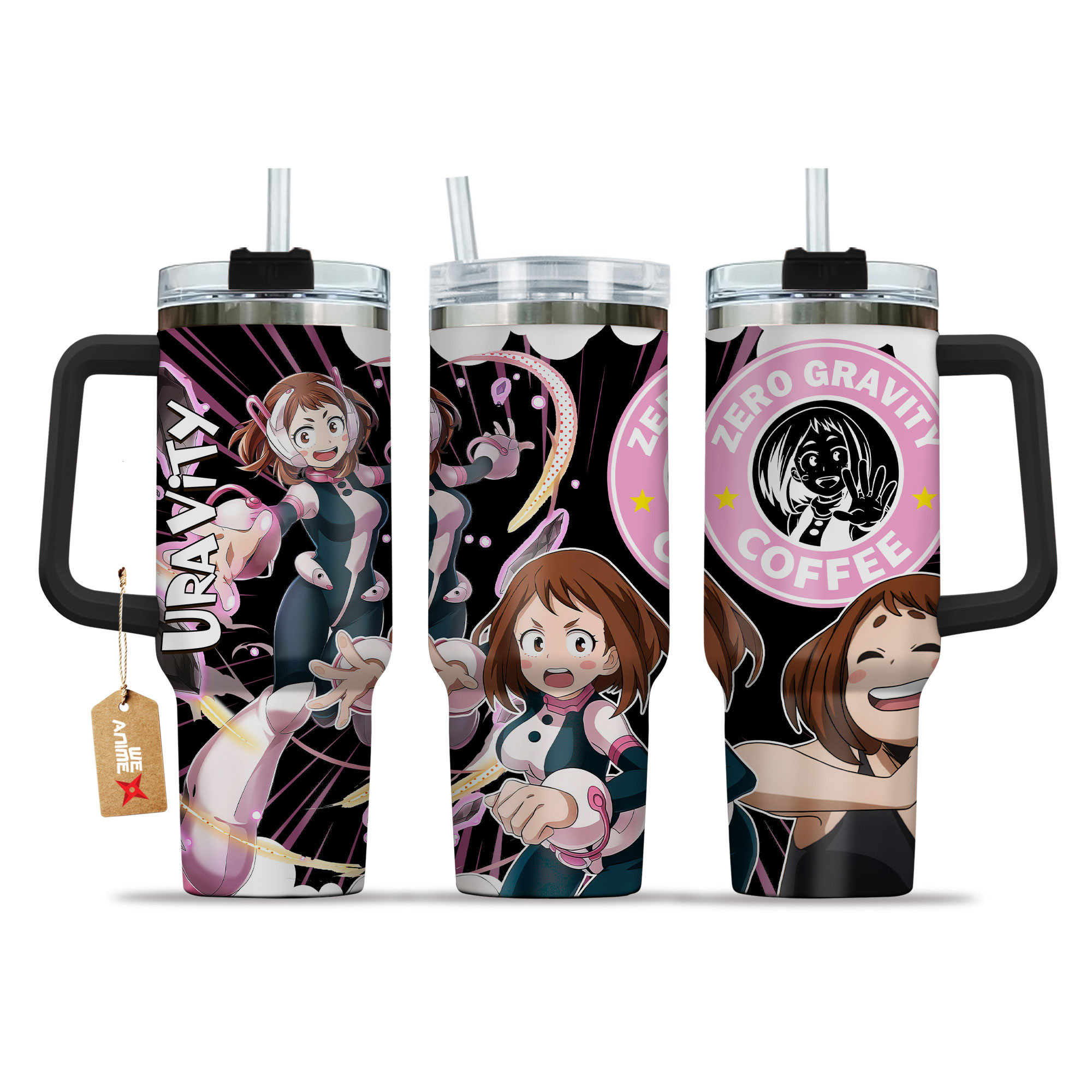 Ochako Uraraka (Uravity) My Hero Academia Anime Custom Stanley Quencher 40oz Stainless Steel Tumbler With Handle