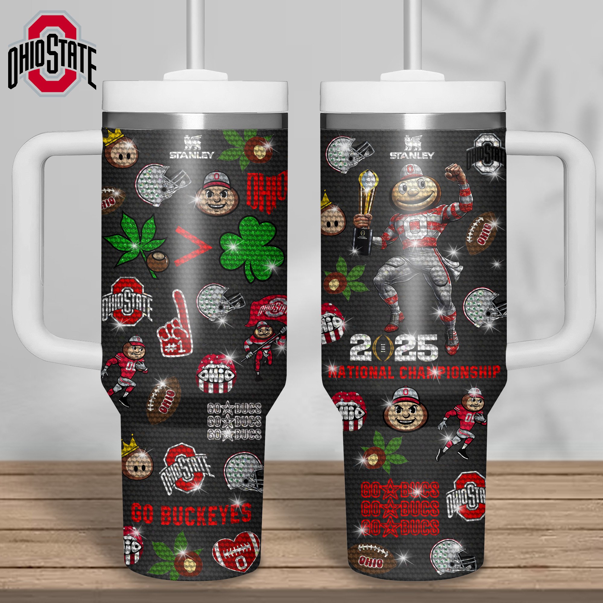 Ohio State Buckeyes NCAA Sports Custom Stanley Quencher 40oz Stainless Steel Tumbler With Handle
