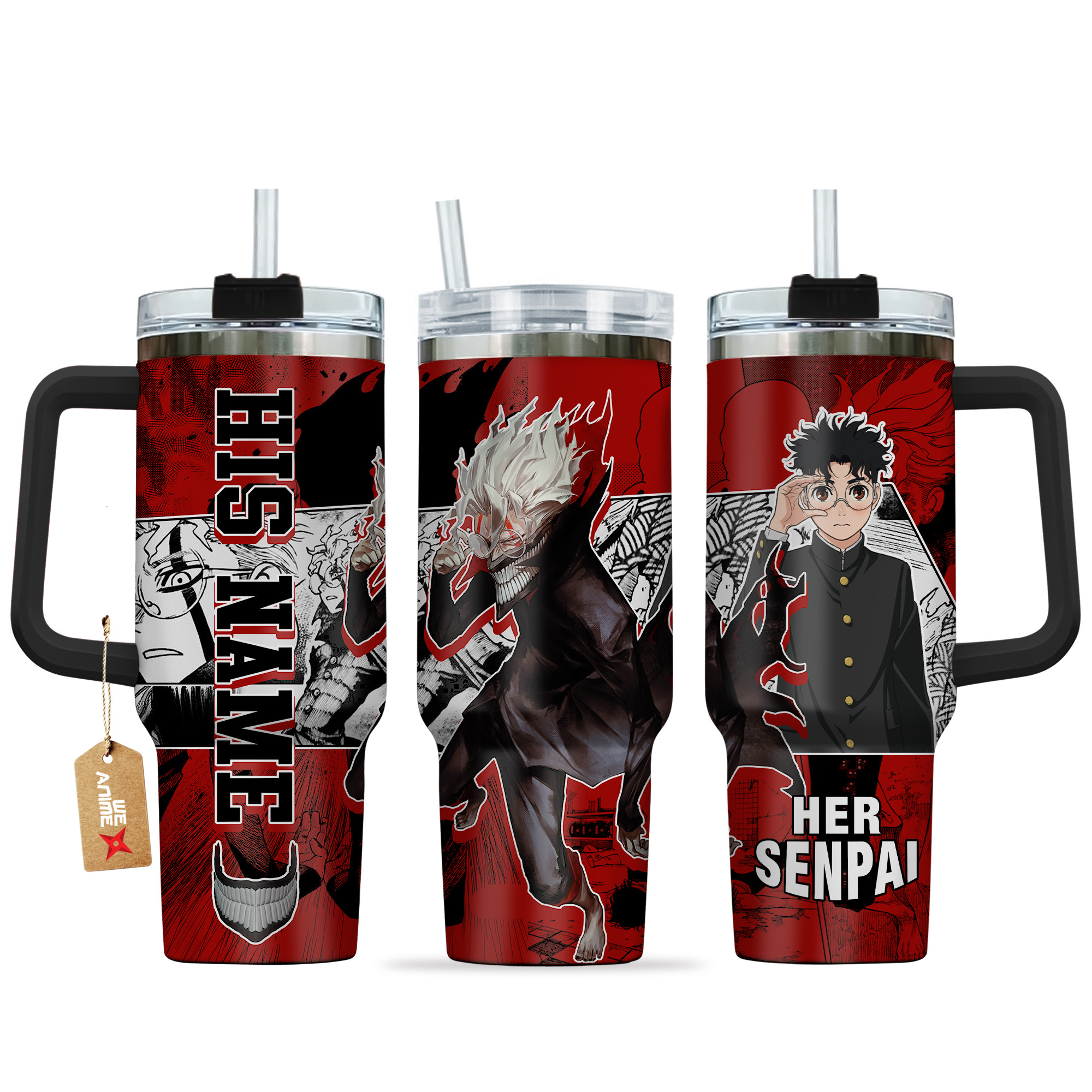 Okarun Turbo Dandadan Anime Custom Stanley Quencher 40oz Stainless Steel Tumbler With Handle