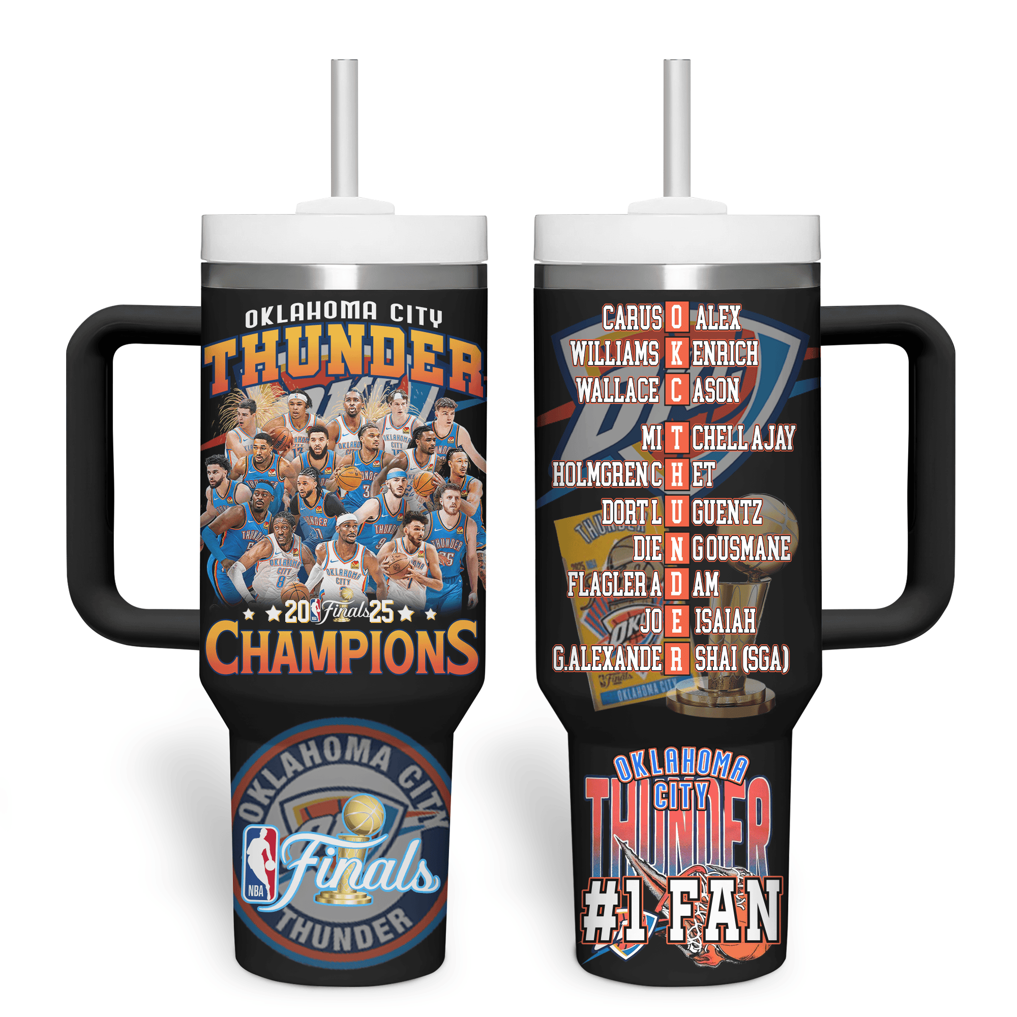 Oklahoma City Thunder NBA Custom Stanley Quencher 40oz Stainless Steel Tumbler With Handle